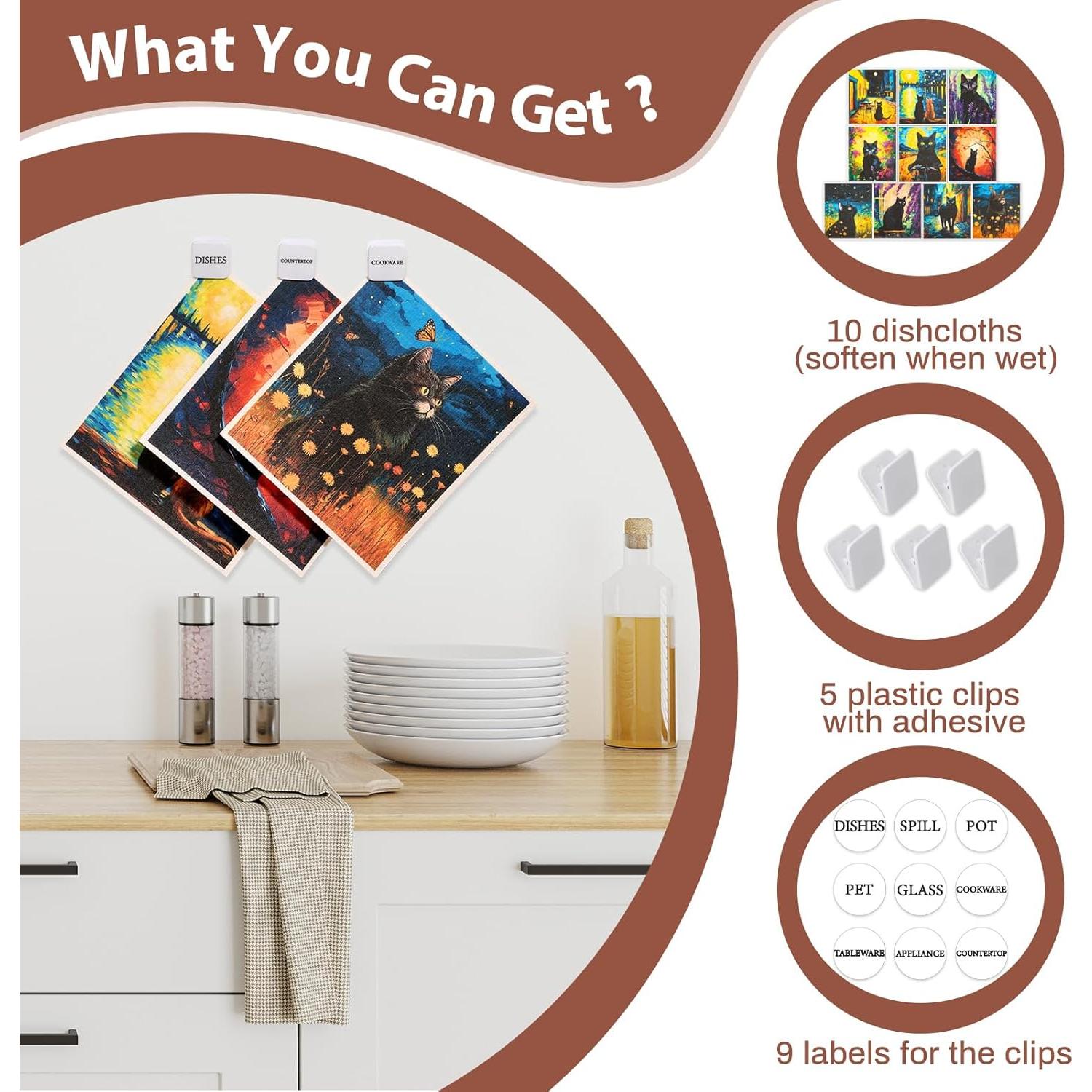 Paquete de 10 paños de cocina Lucomb, absorbentes y lavables