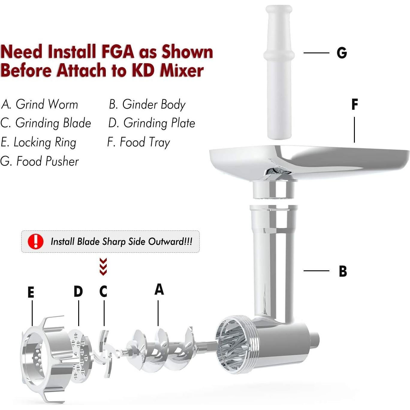 Accesorio Picadora de Carne iVict para Mezcladores KitchenAid