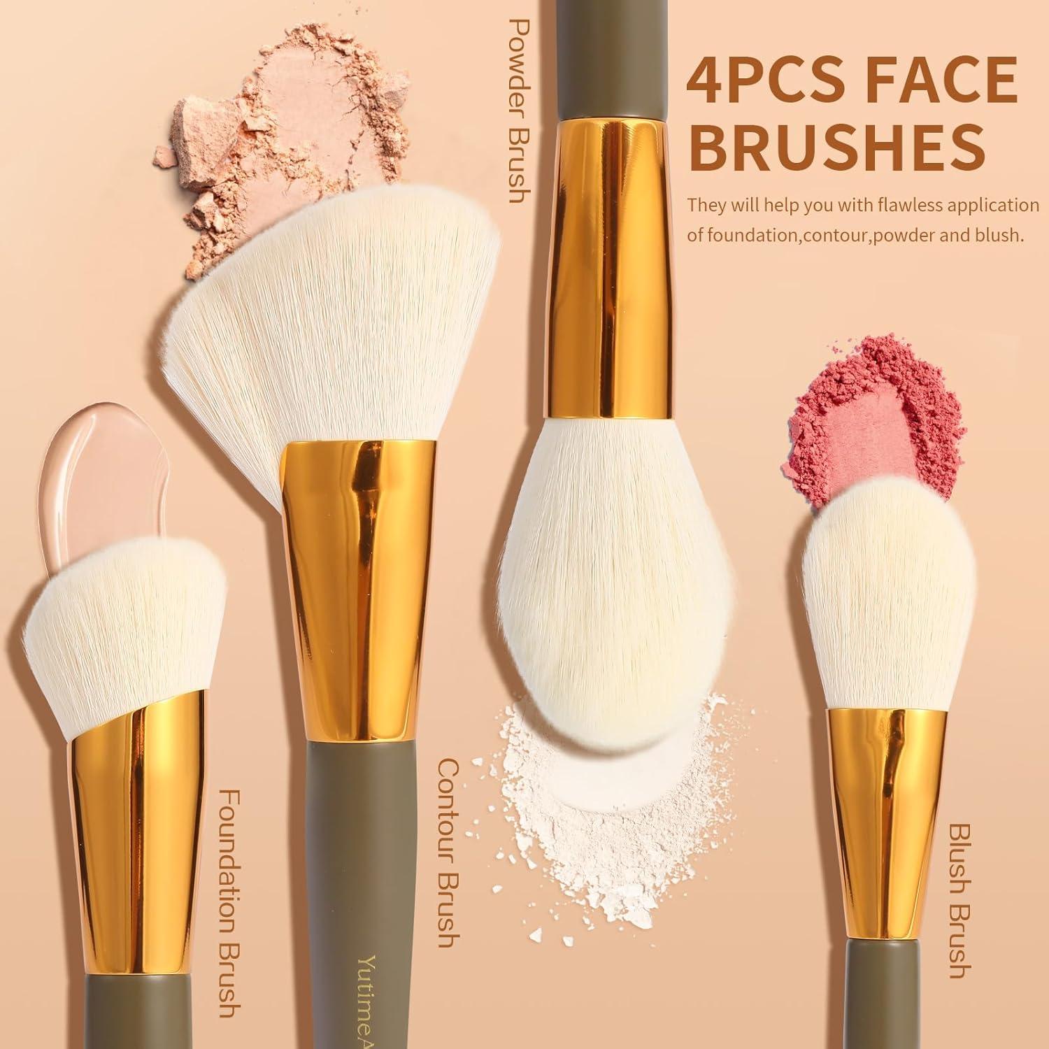 Juego de Brochas de Maquillaje 10 Piezas YutimeAura Verde