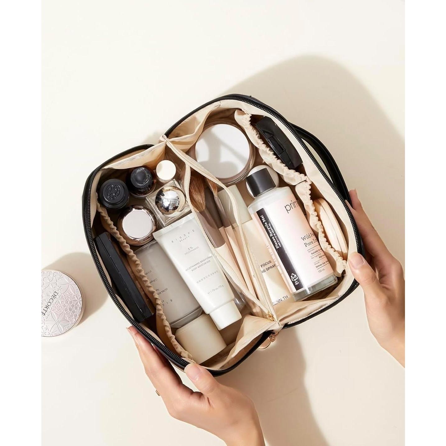 Bolsa de Maquillaje de Lujo Negra - Organizador Impermeable 23.5x10.5cm