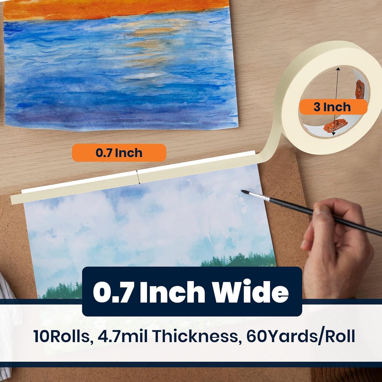 Cinta de Enmascarar Beige TAPEBEAR 1.8 cm x 54.8 m - 10 Rollos