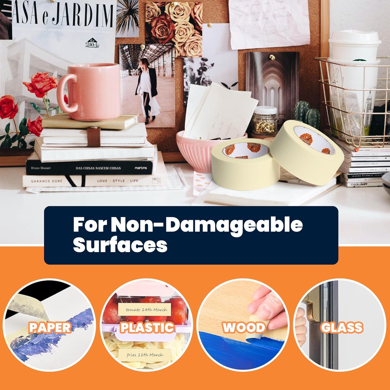 Cinta de Enmascarar Beige TAPEBEAR 1.8 cm x 54.8 m - 10 Rollos