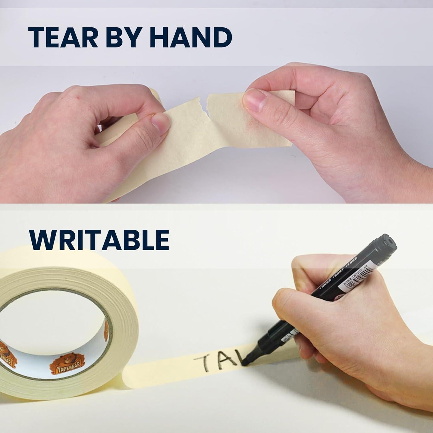 Cinta de Enmascarar Beige TAPEBEAR 1.8 cm x 54.8 m - 10 Rollos