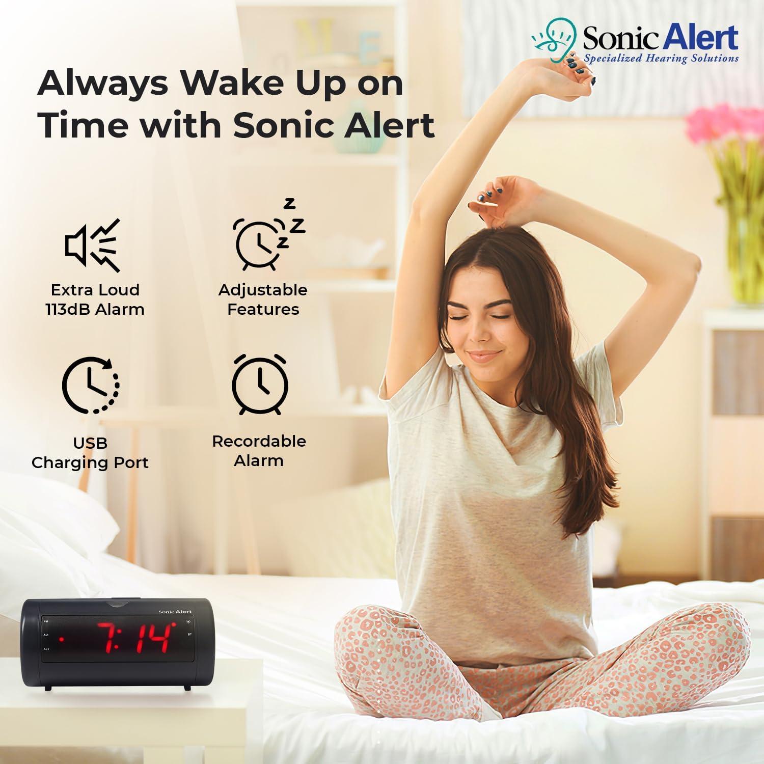 Reloj Despertador Digital Sonic Alert SB750B - Alarma 113dB
