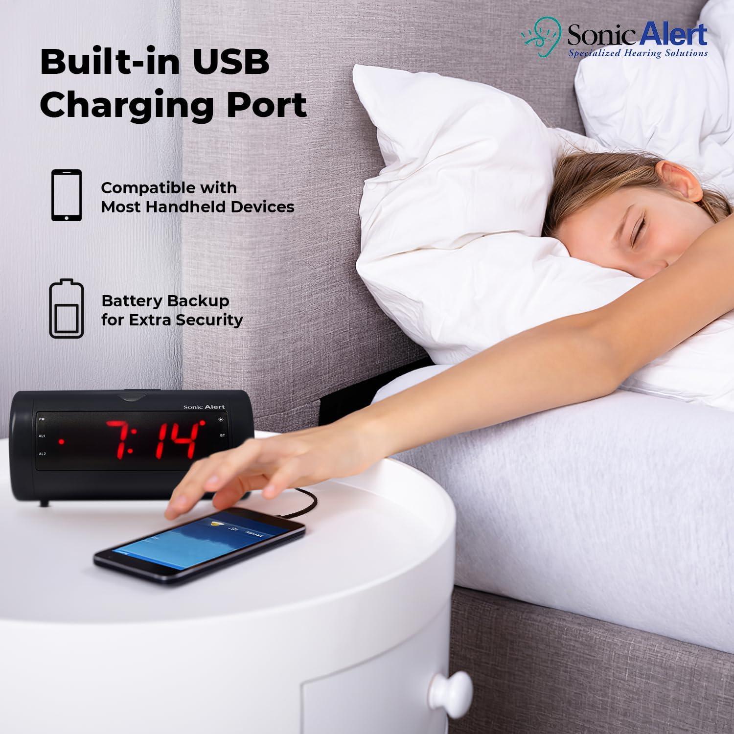 Reloj Despertador Digital Sonic Alert SB750B - Alarma 113dB