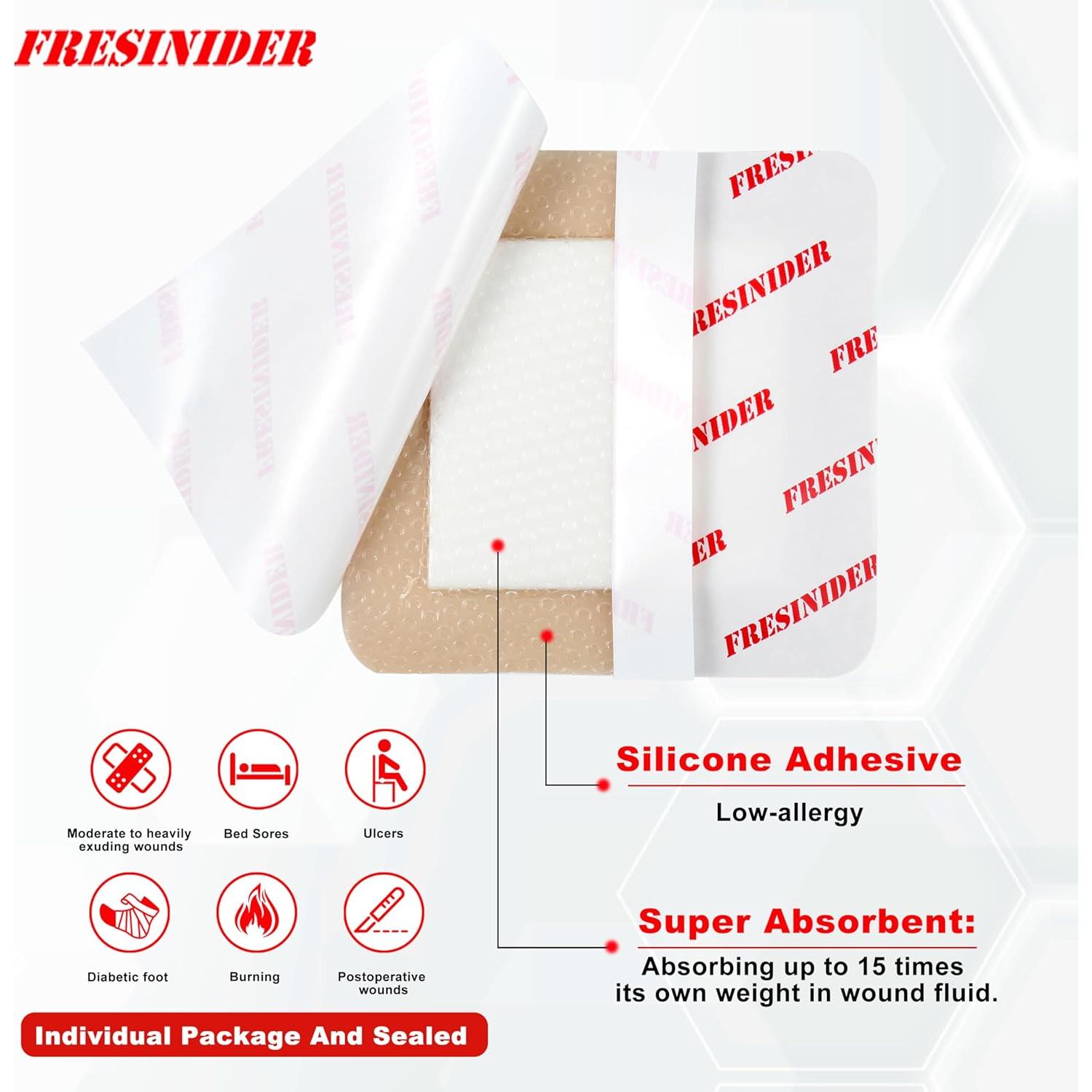 Venda de Espuma de Silicona FRESINIDER - 20 Unidades 5x5 cm