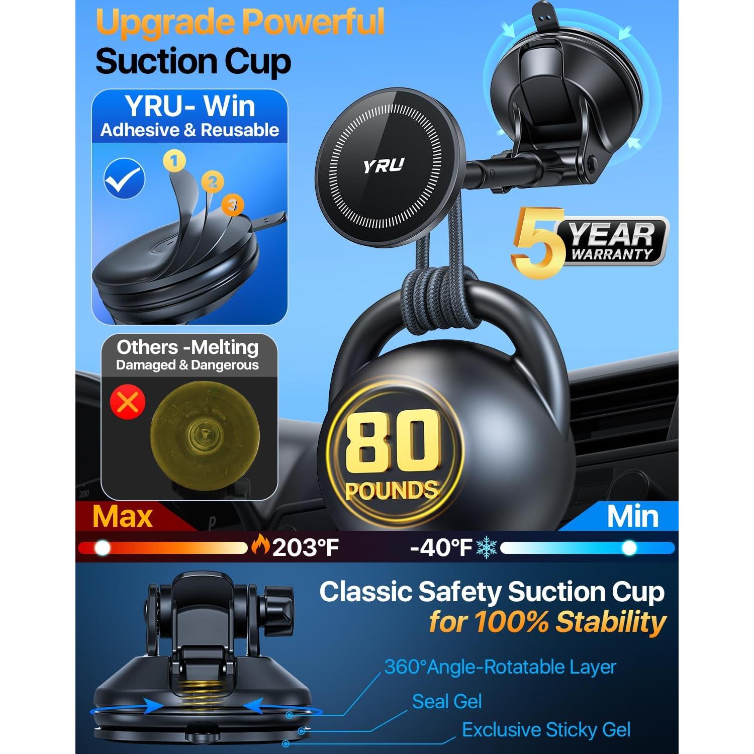 Soporte Magnético para Teléfono YRU 2025 - Negro, 15 Teléfonos