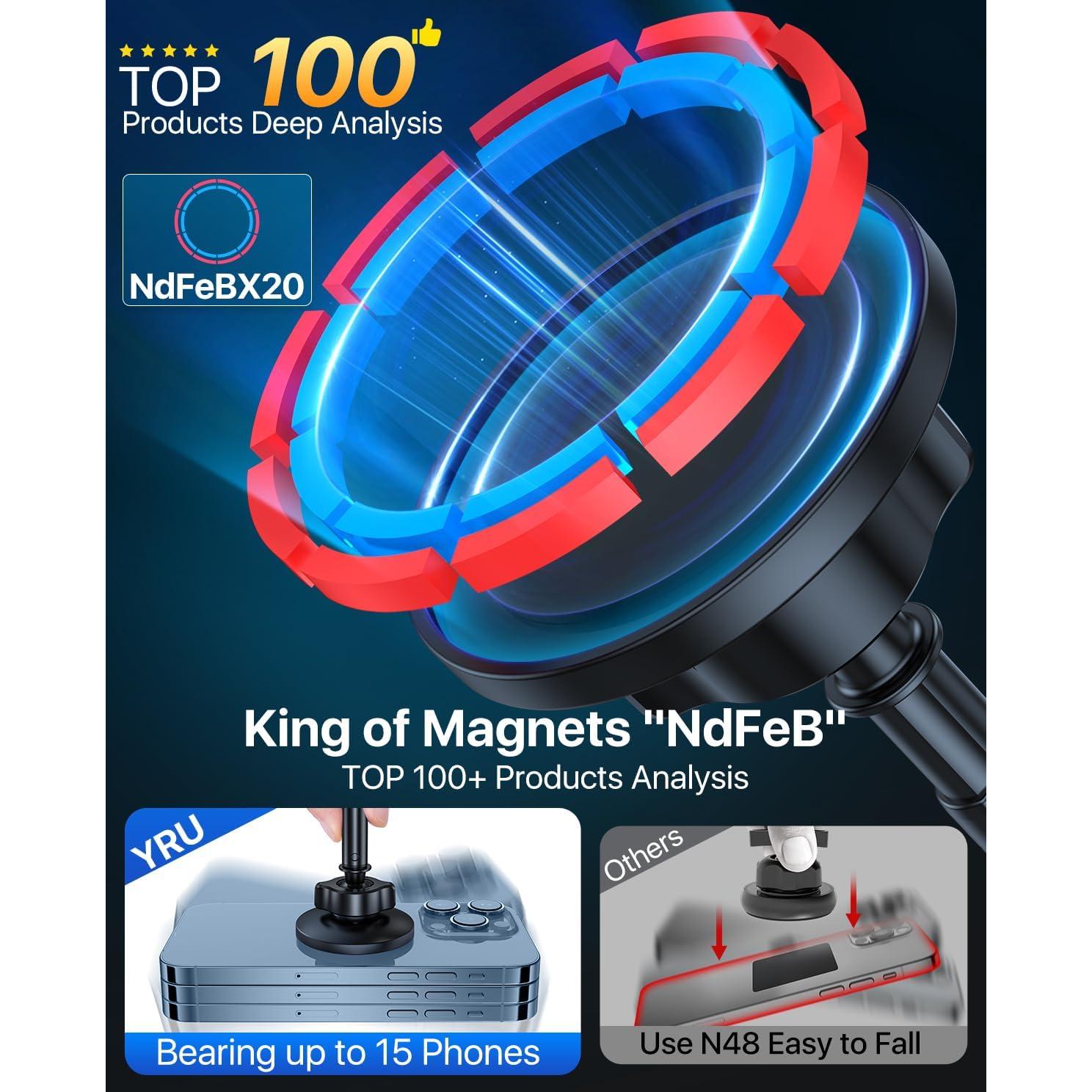 Soporte Magnético para Teléfono YRU 2025 - Negro, 15 Teléfonos