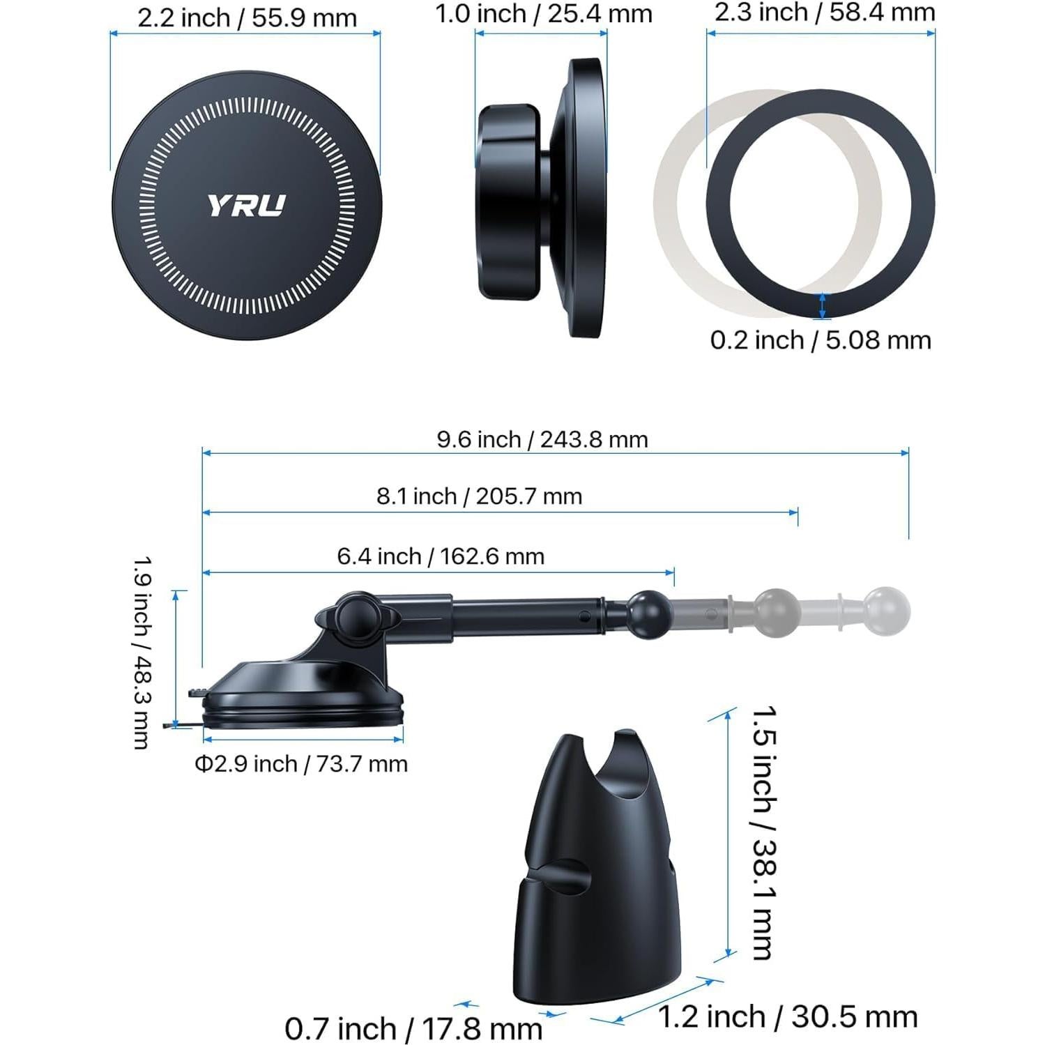 Soporte Magnético para Teléfono YRU 2025 - Negro, 15 Teléfonos