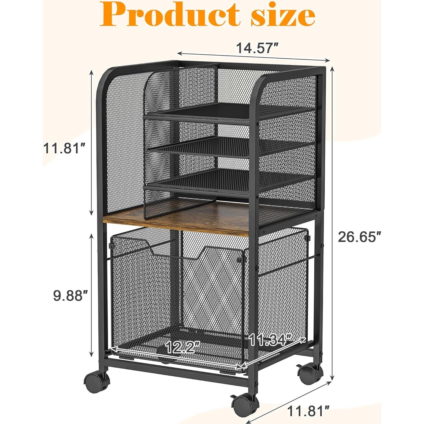 Carro de Archivos Rodante Feyejade 5 Niveles Negro