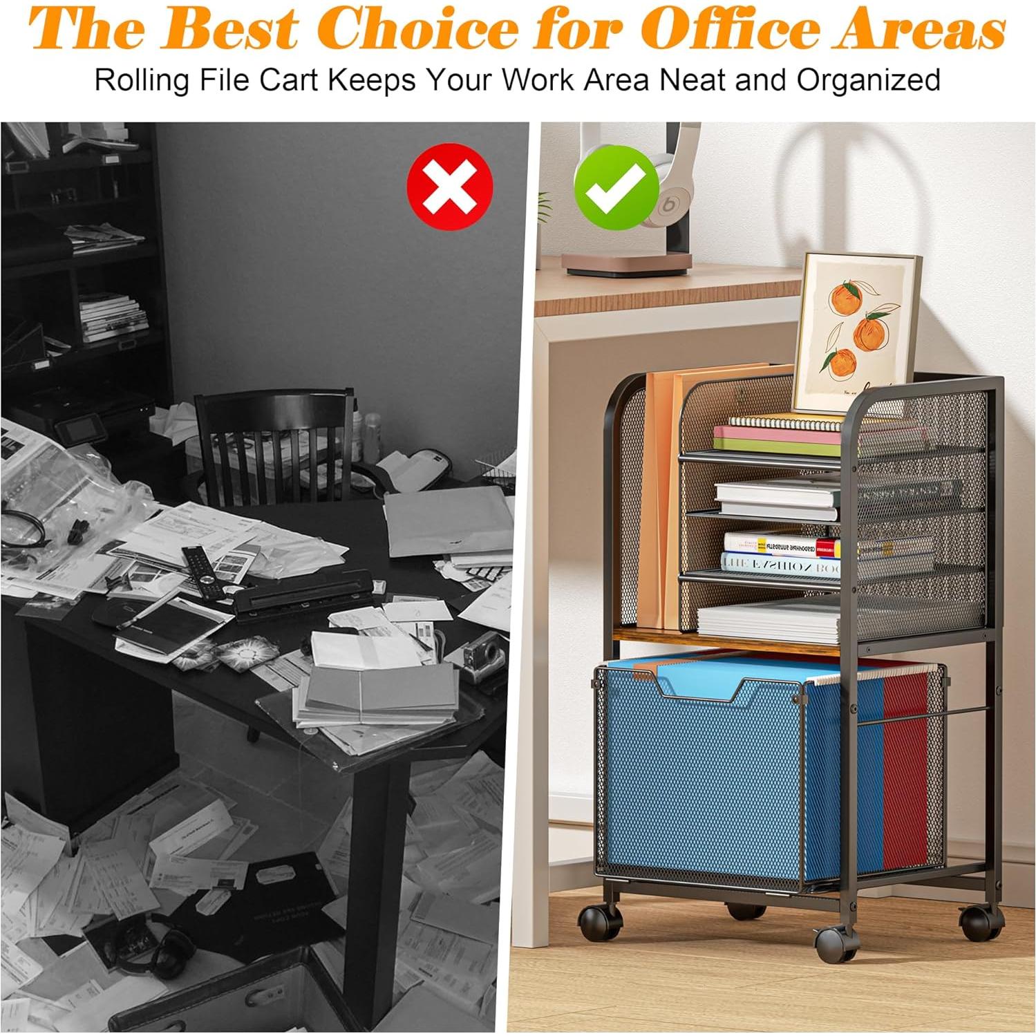 Carro de Archivos Rodante Feyejade 5 Niveles Negro