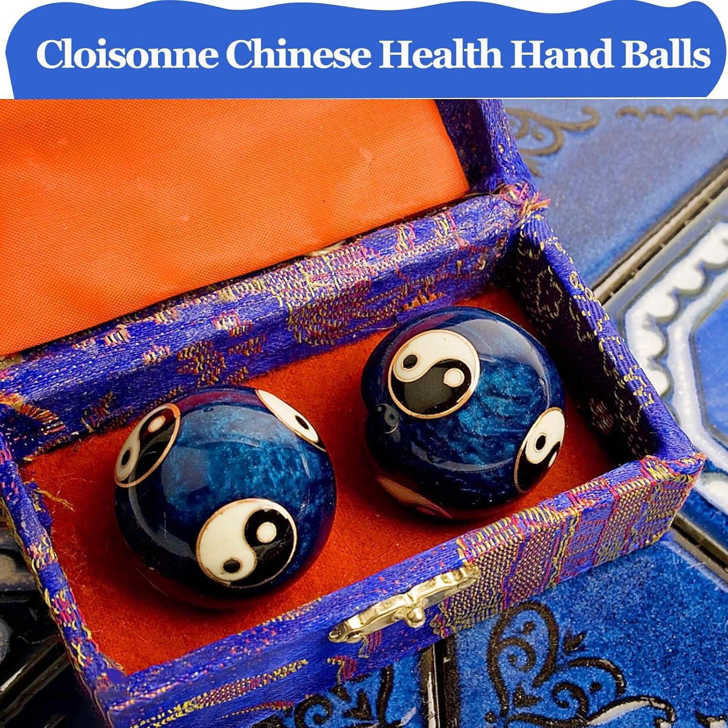 Bolas de Salud Chinas Cloisonné Azul 4.7cm para Alivio de Estrés