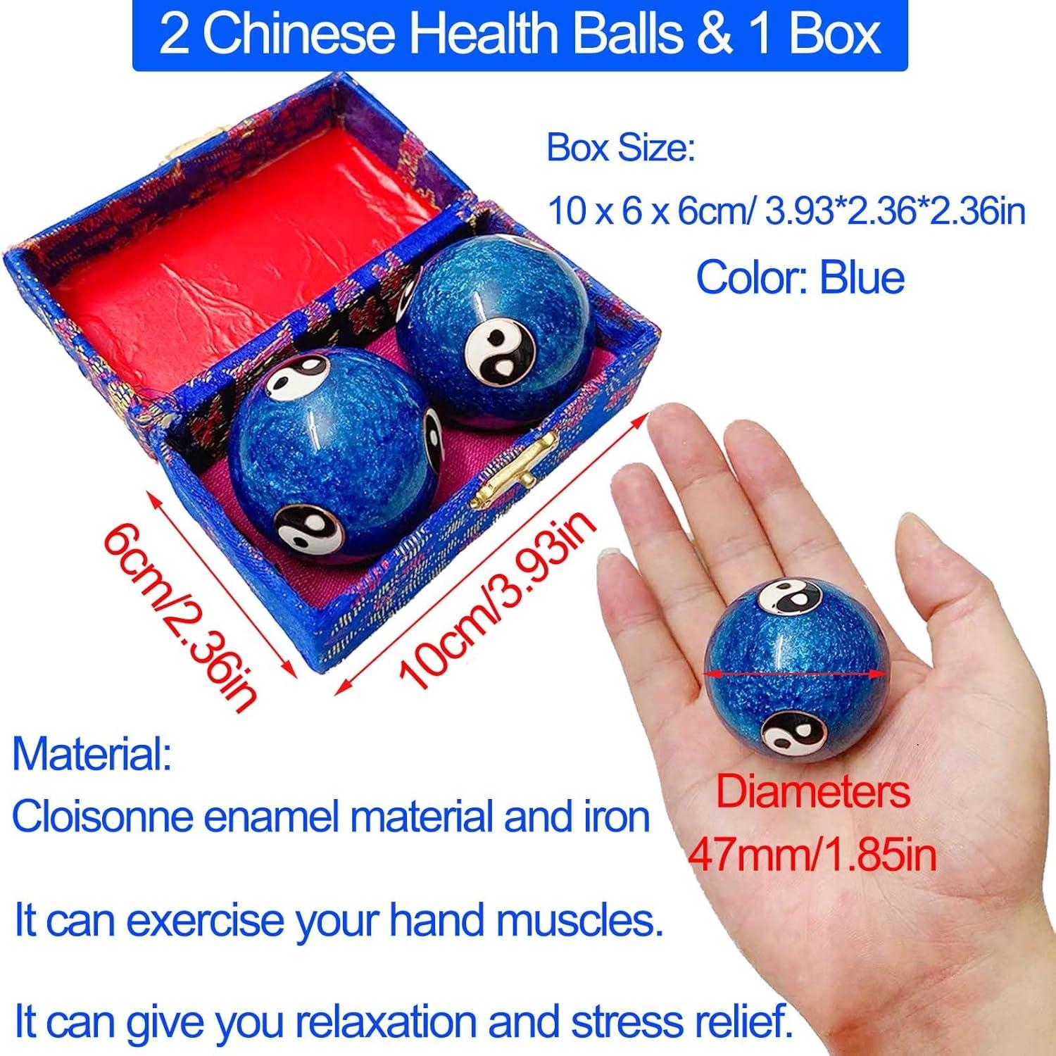 Bolas de Salud Chinas Cloisonné Azul 4.7cm para Alivio de Estrés