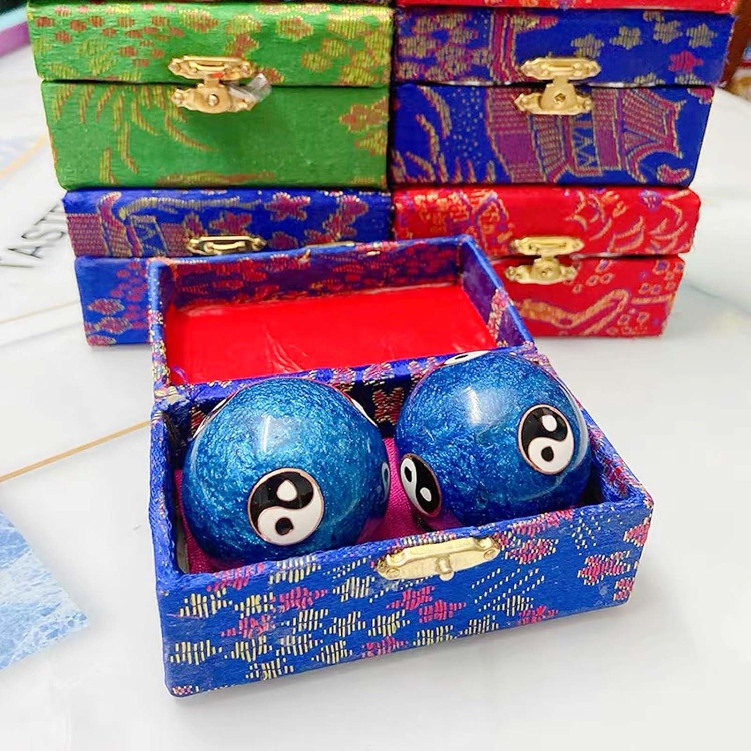 Bolas de Salud Chinas Cloisonné Azul 4.7cm para Alivio de Estrés