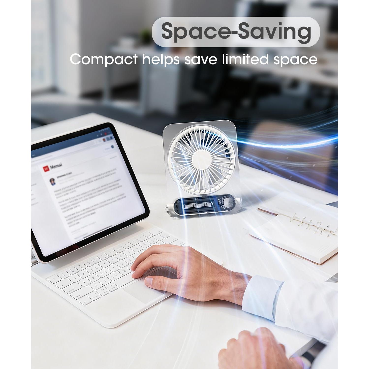 Ventilador de Escritorio KinYiLO Blanco Plegable 3 Velocidades