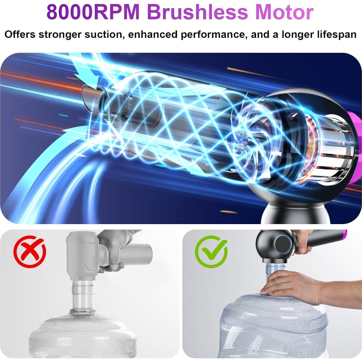 Aspiradora de Mano Inalámbrica Mozeyerh 20000Pa 4 en 1 Púrpura