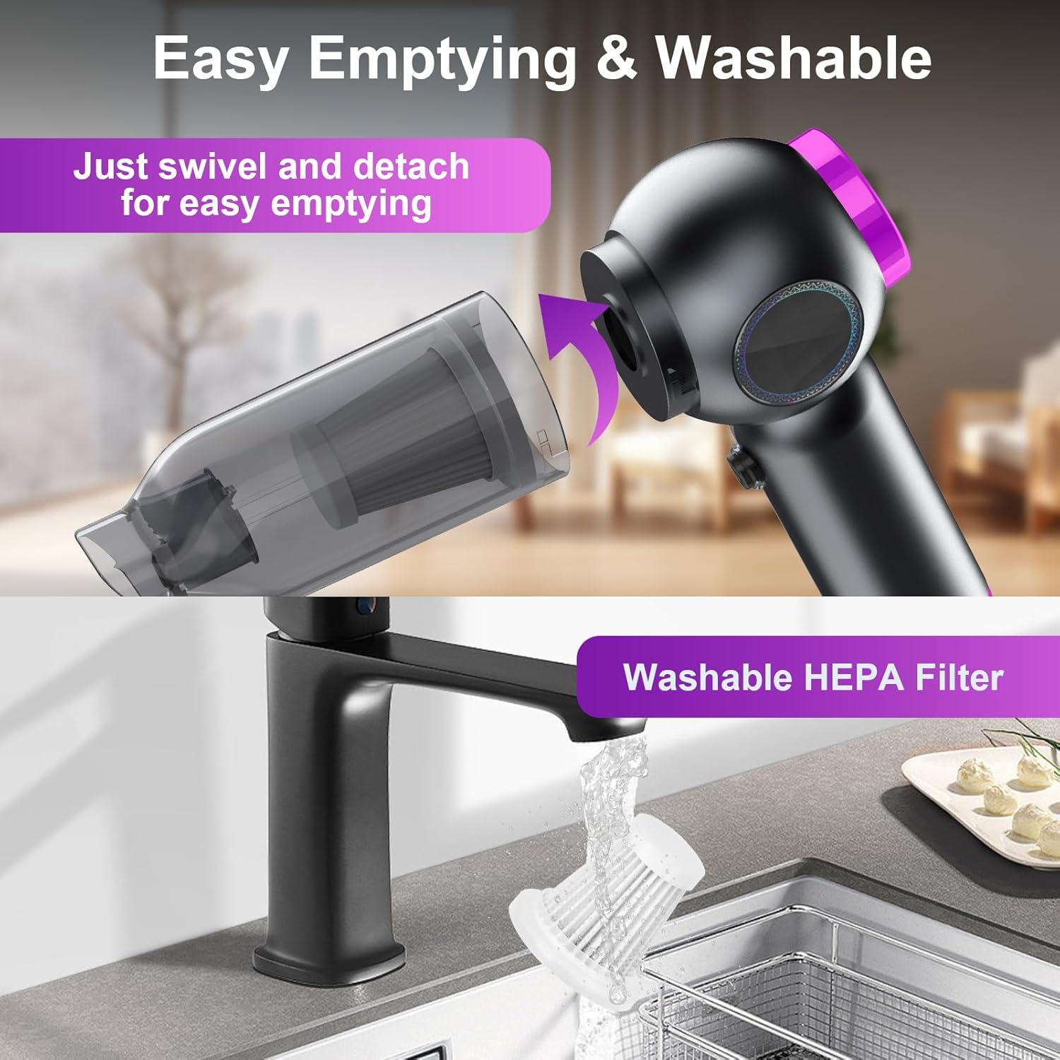 Aspiradora de Mano Inalámbrica Mozeyerh 20000Pa 4 en 1 Púrpura