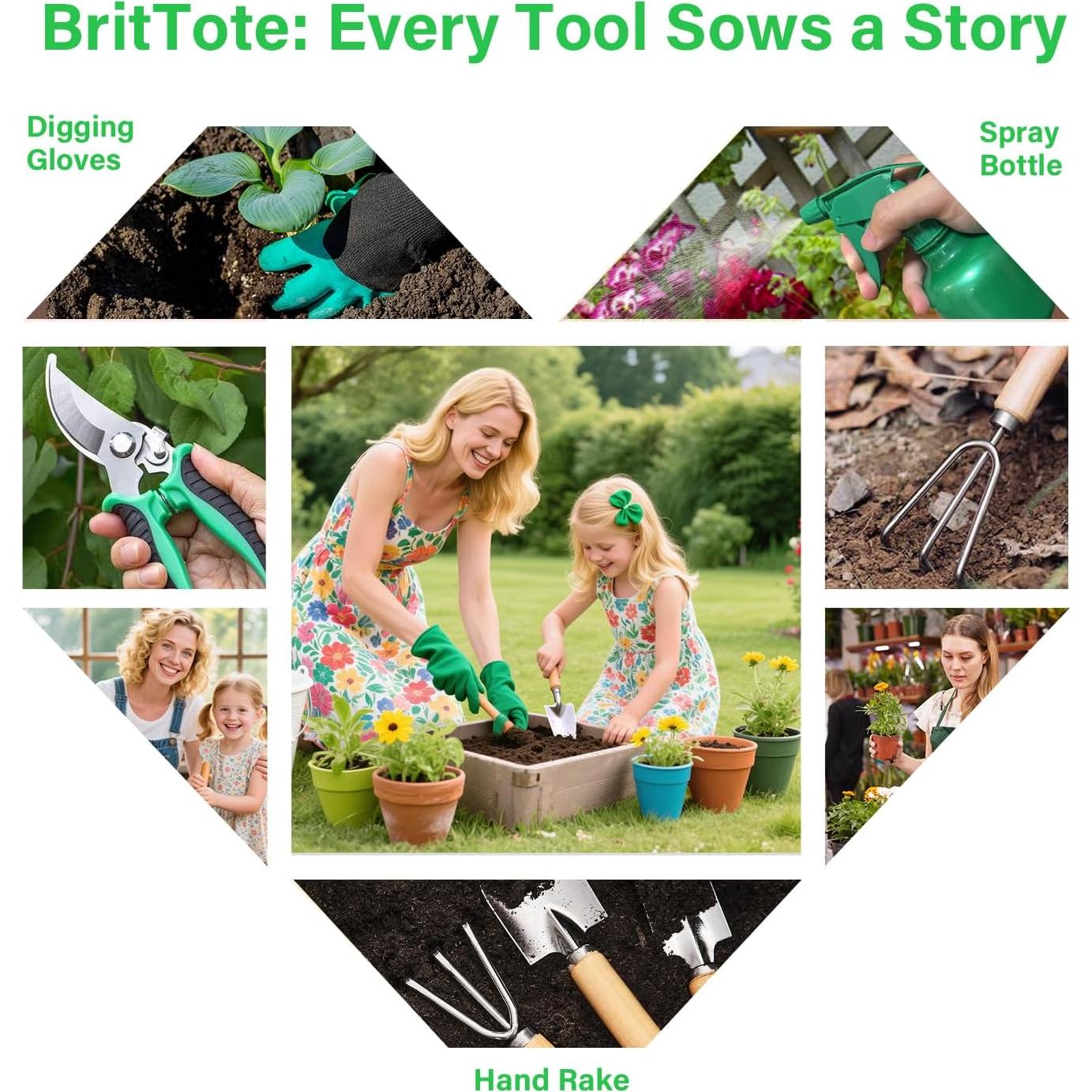 Juego de Herramientas de Jardinería BritTote 11 Piezas Ergonómico