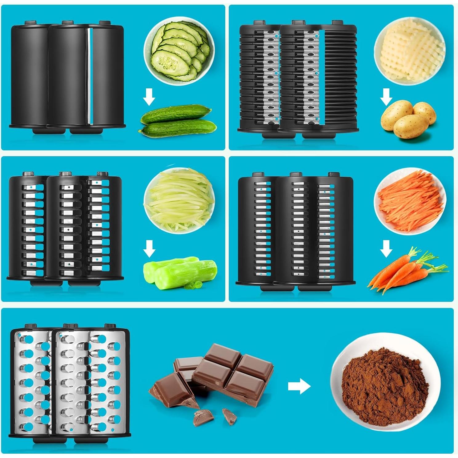 Rallador Eléctrico Nictemaw 250W 5 en 1 Acero Inoxidable