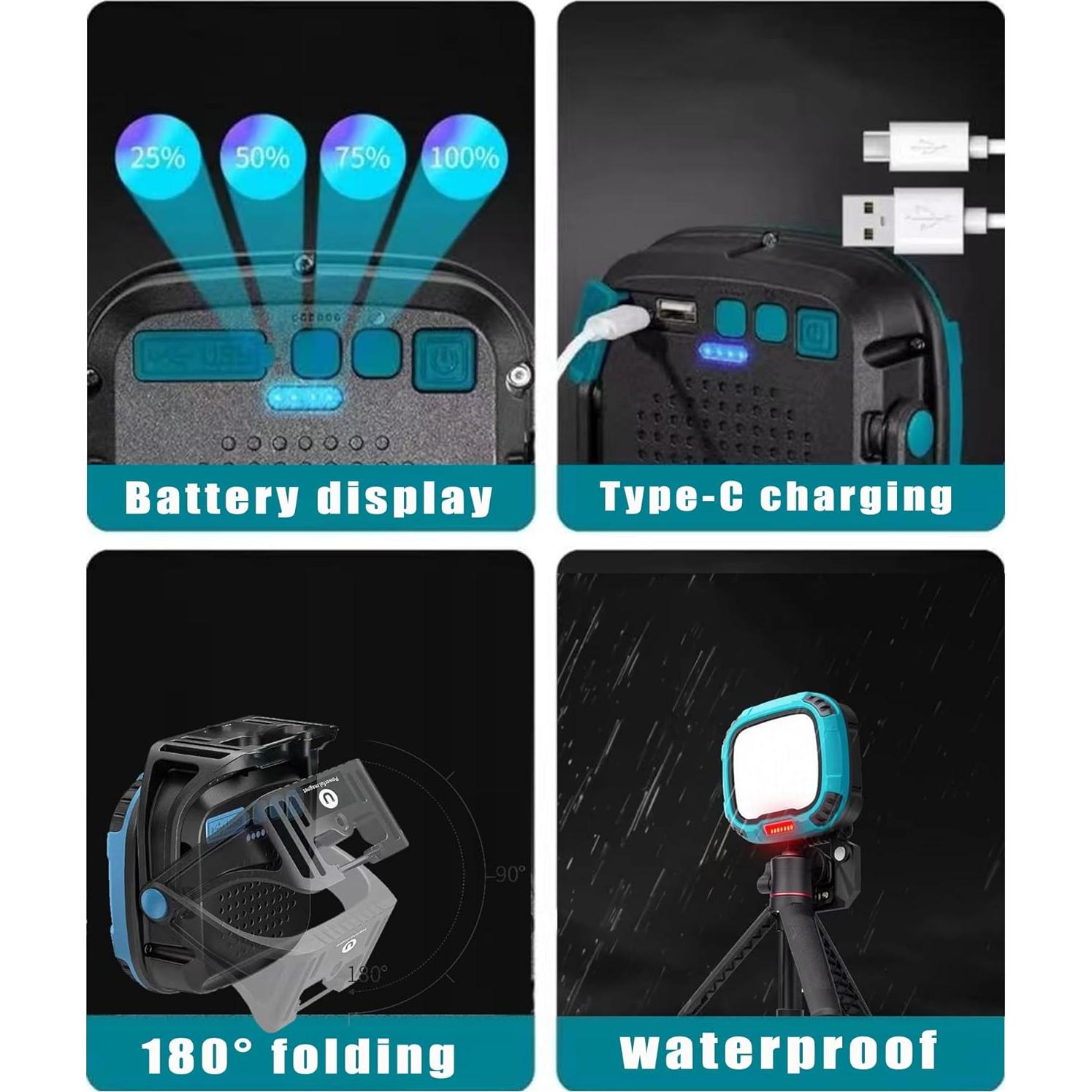 Luz de trabajo LED recargable EzoLife GZ-0892 2500LM IP65