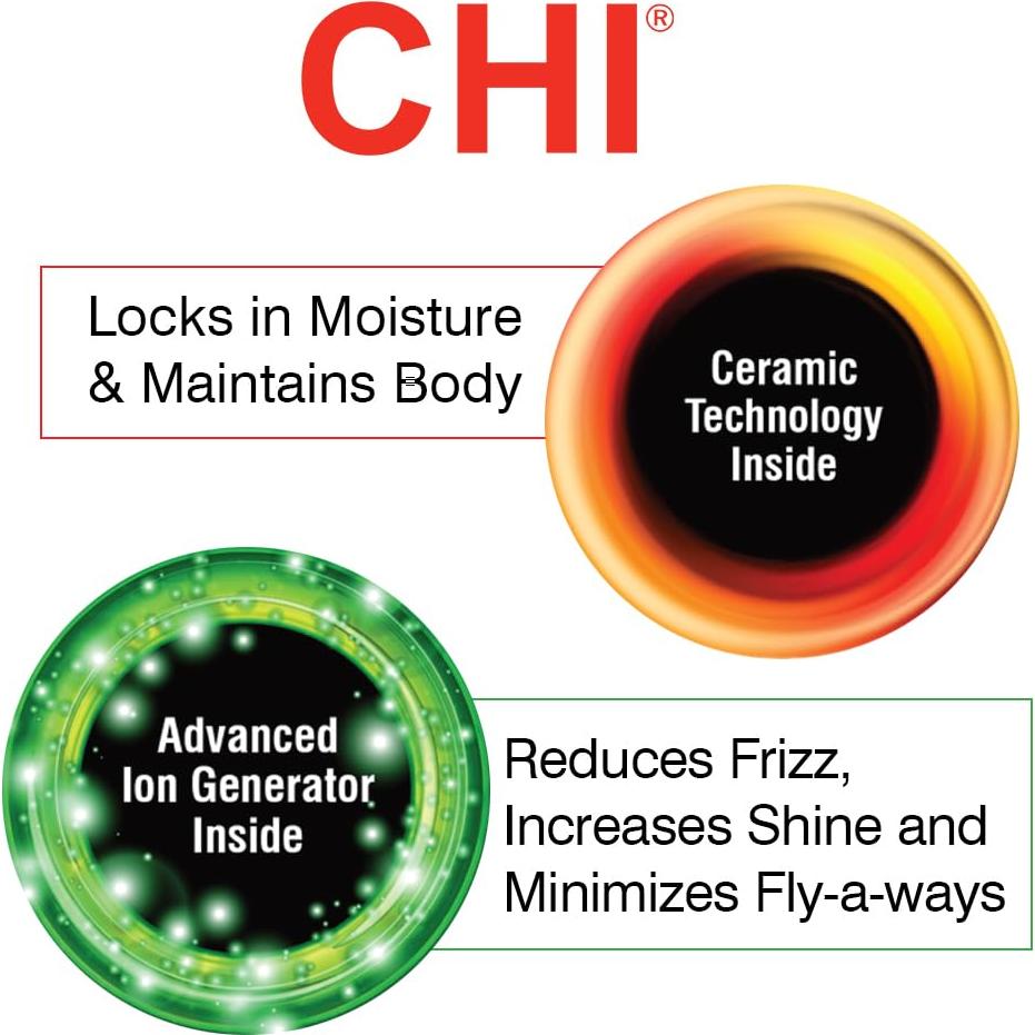 Cepillo Secador de Pelo CHI 3-en-1 con 3 Cabezas Intercambiables