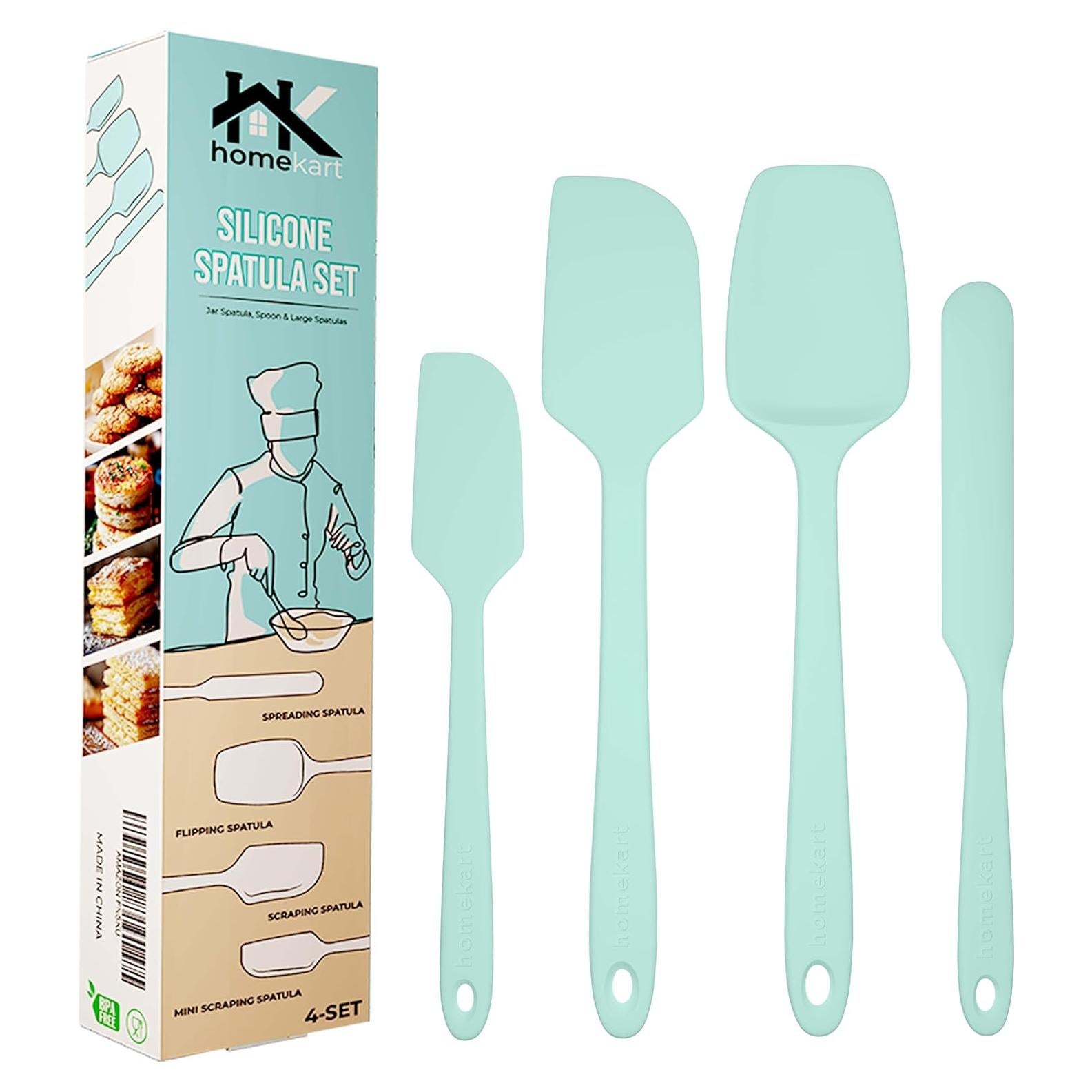 Juego de Espátulas de Silicona HOMEKART 4 Piezas Verde Aqua
