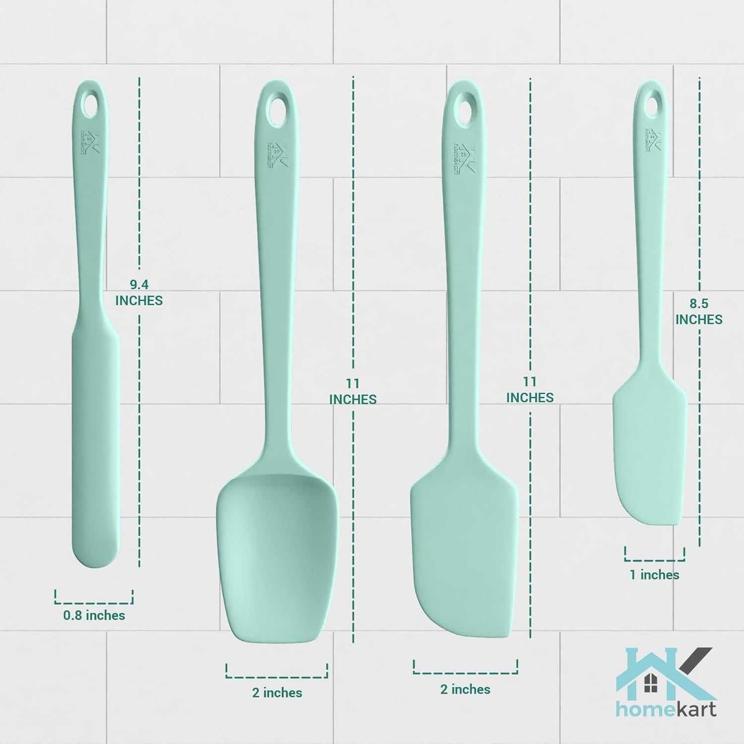 Juego de Espátulas de Silicona HOMEKART 4 Piezas Verde Aqua