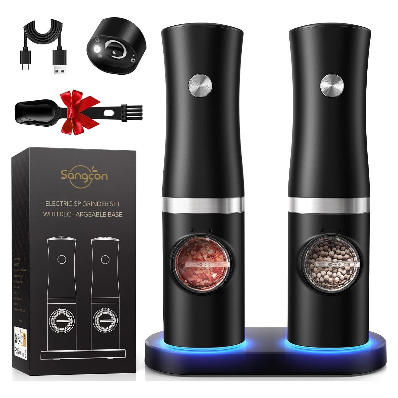 Juego de Molinillos Eléctricos de Sal y Pimienta Sangcon 2 Piezas