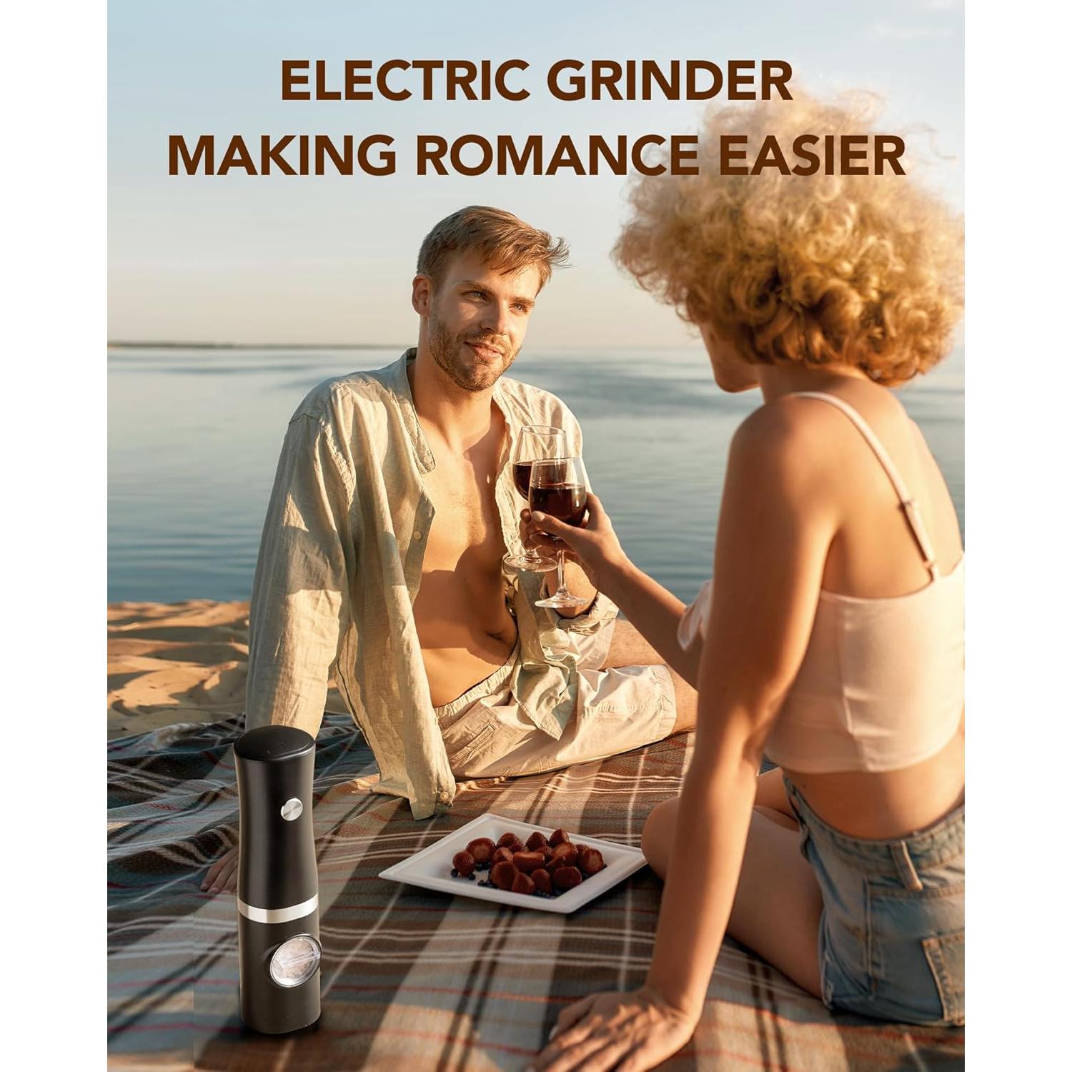 Juego de Molinillos Eléctricos de Sal y Pimienta Sangcon 2 Piezas