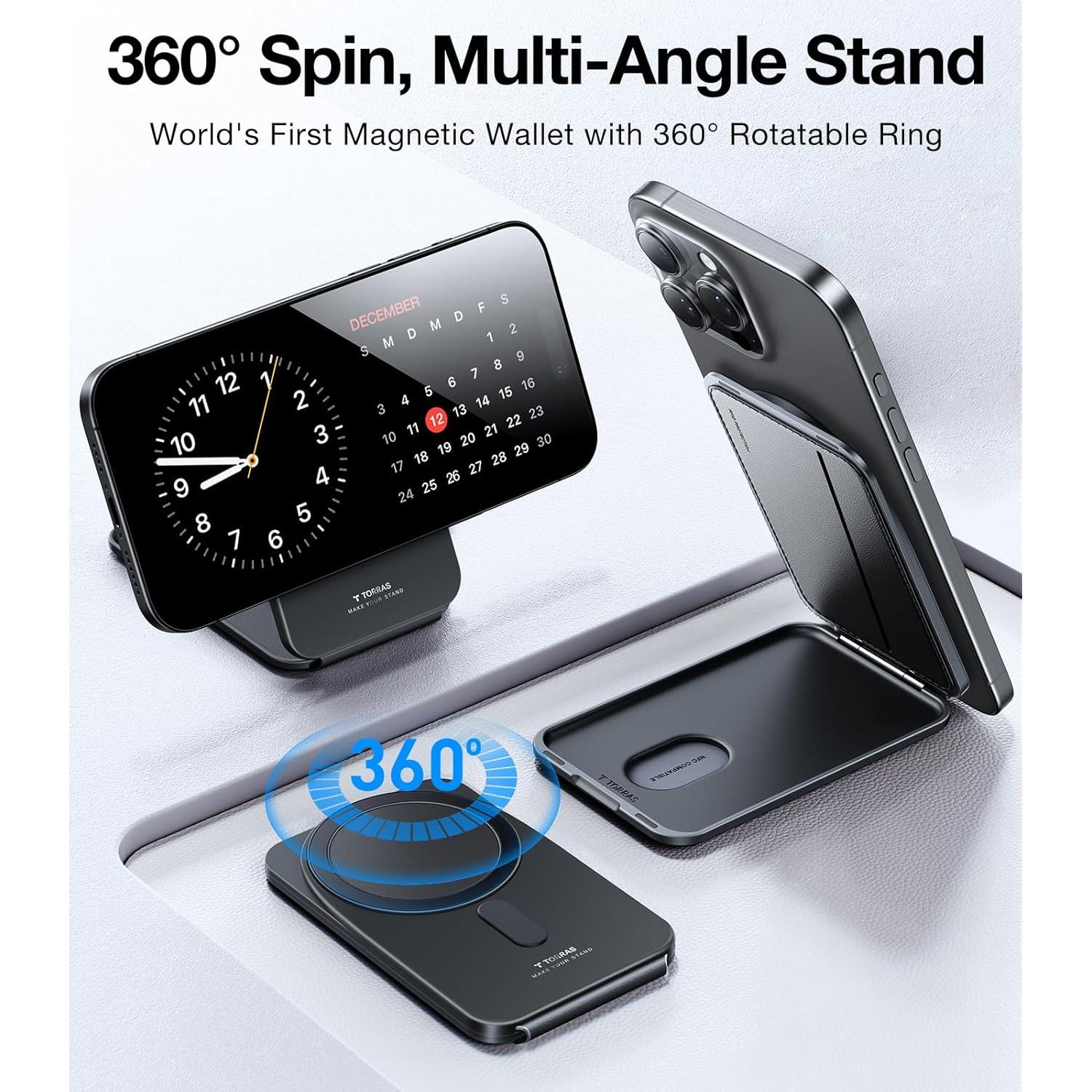 Cartera Magnética TORRAS Slim para iPhone y Samsung - Negro