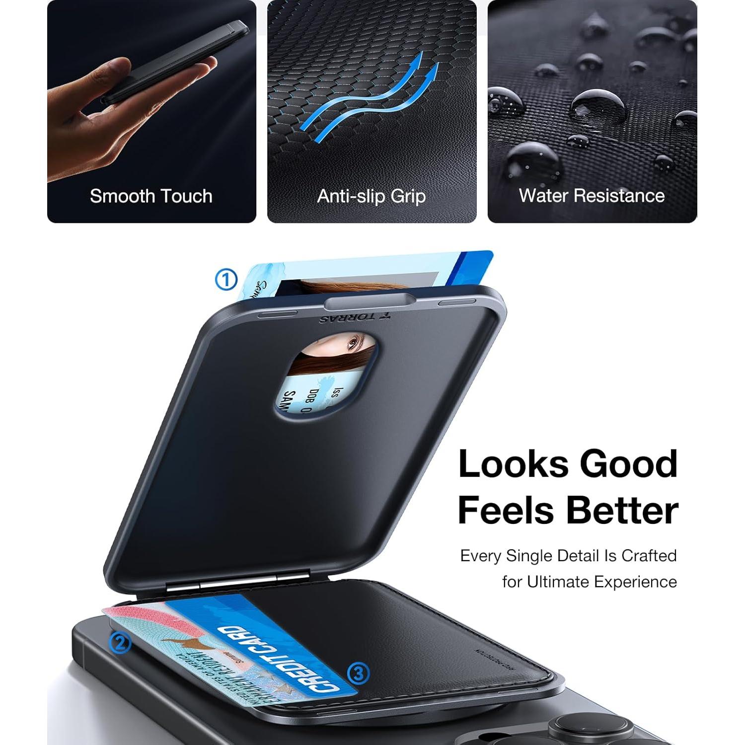 Cartera Magnética TORRAS Slim para iPhone y Samsung - Negro