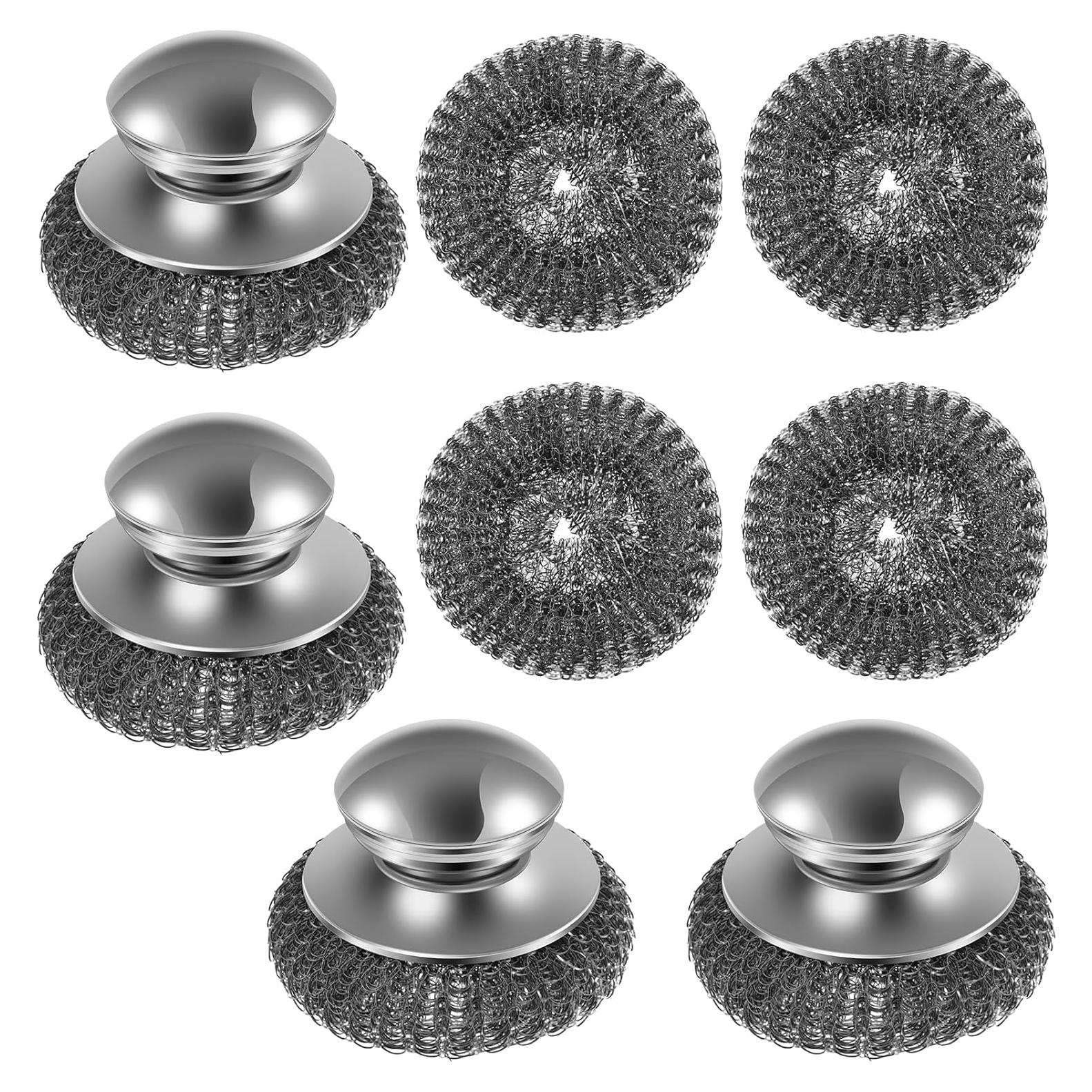 Juego de 4 estropajos de acero inoxidable YMKWZ 10 cm