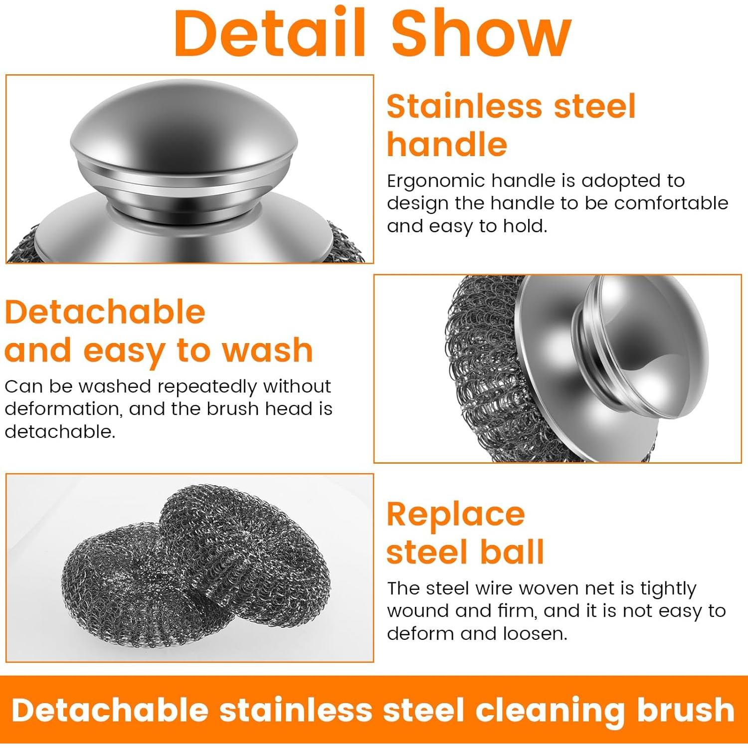 Juego de 4 estropajos de acero inoxidable YMKWZ 10 cm