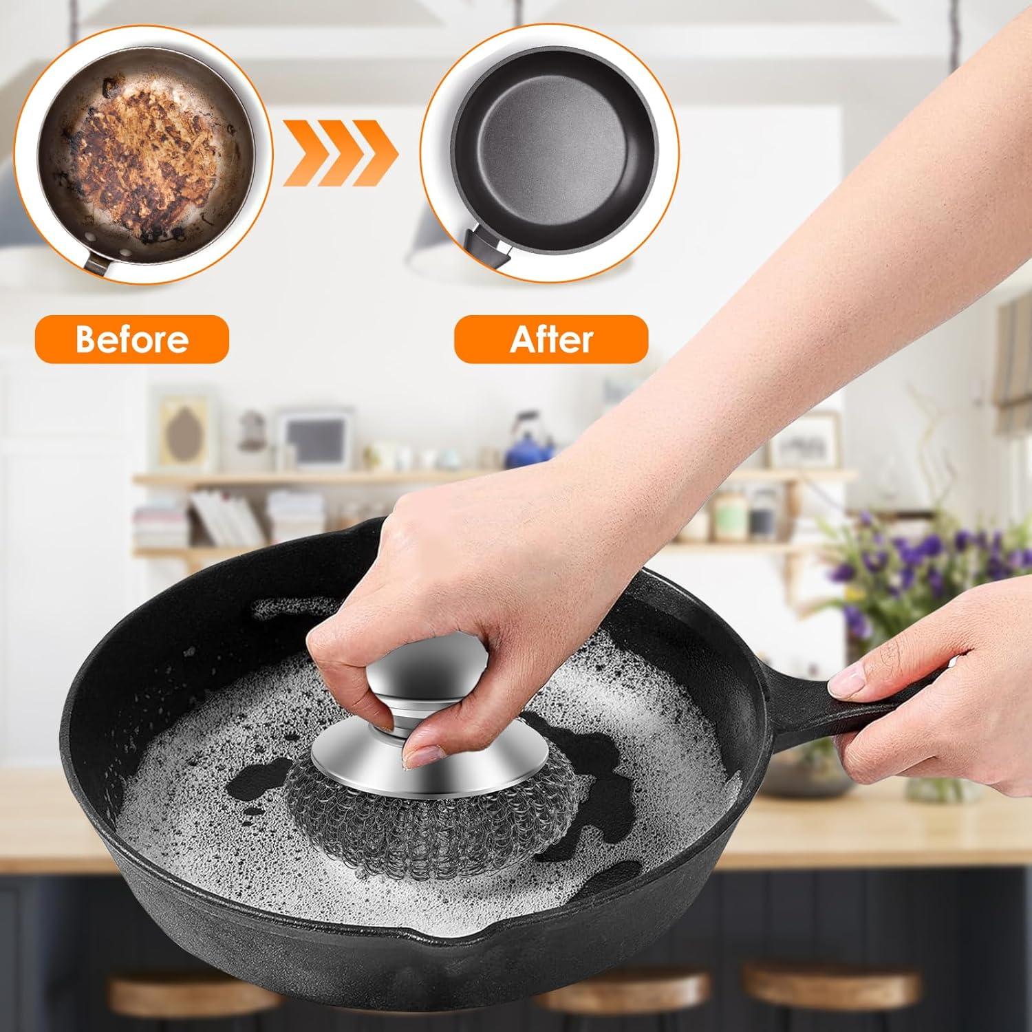 Juego de 4 estropajos de acero inoxidable YMKWZ 10 cm