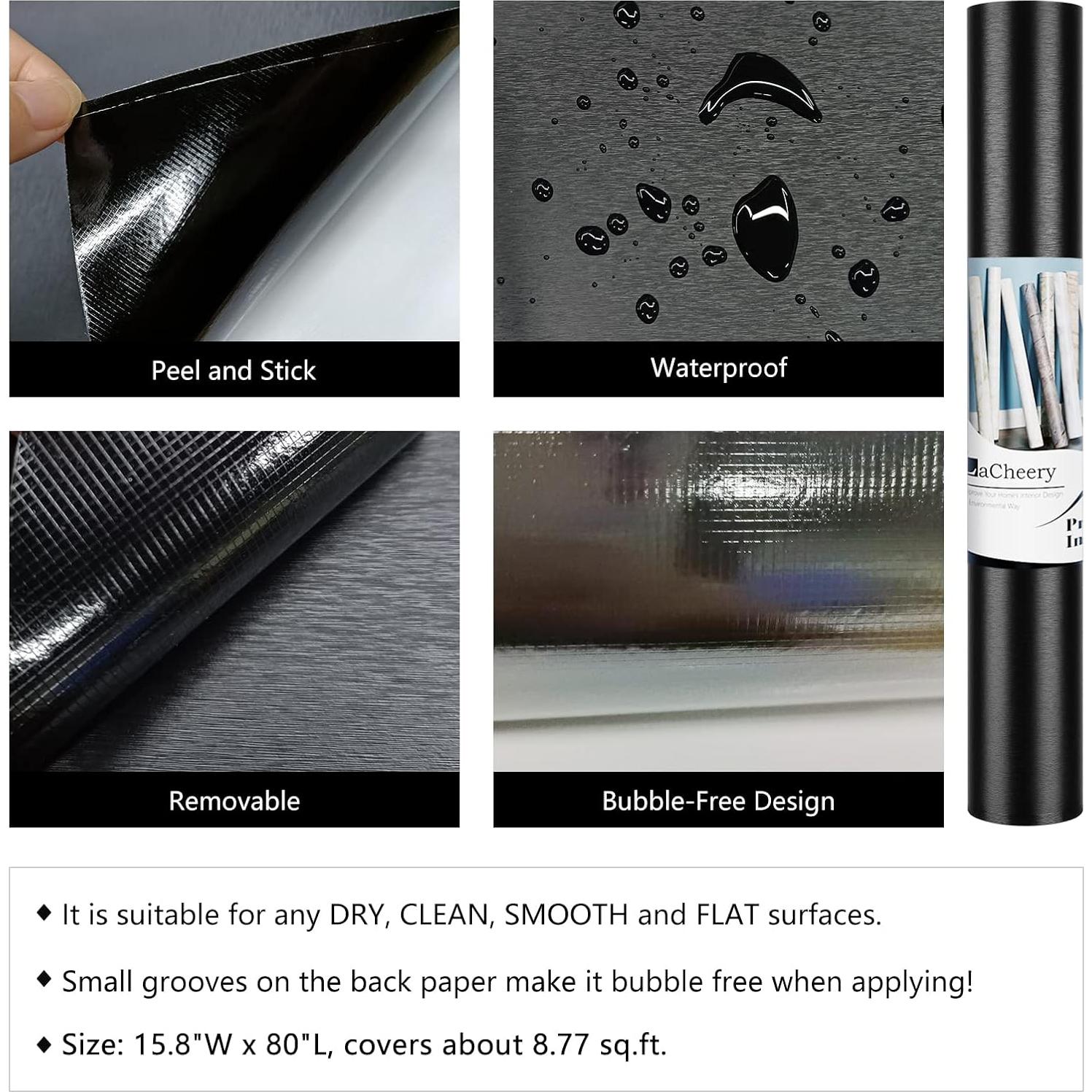 Papel Contacto Autoadhesivo LACHEERY 30cm x 4.88m Negro