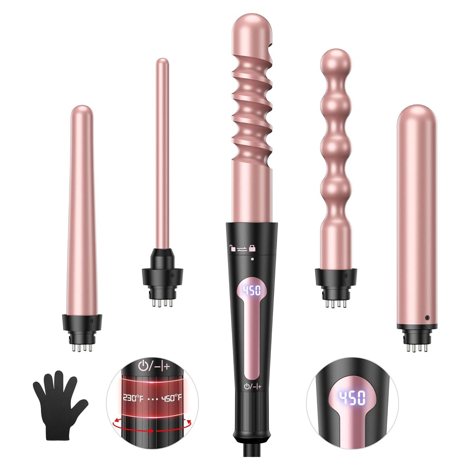 Set Rizador de Pelo USHOW 5 en 1 Cerámica 0.89-3.18 cm