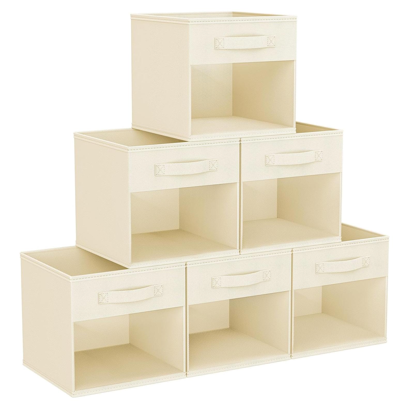 Cajas de Almacenamiento Plegables DIMJ 6 Paquetes Beige 27x27x26cm