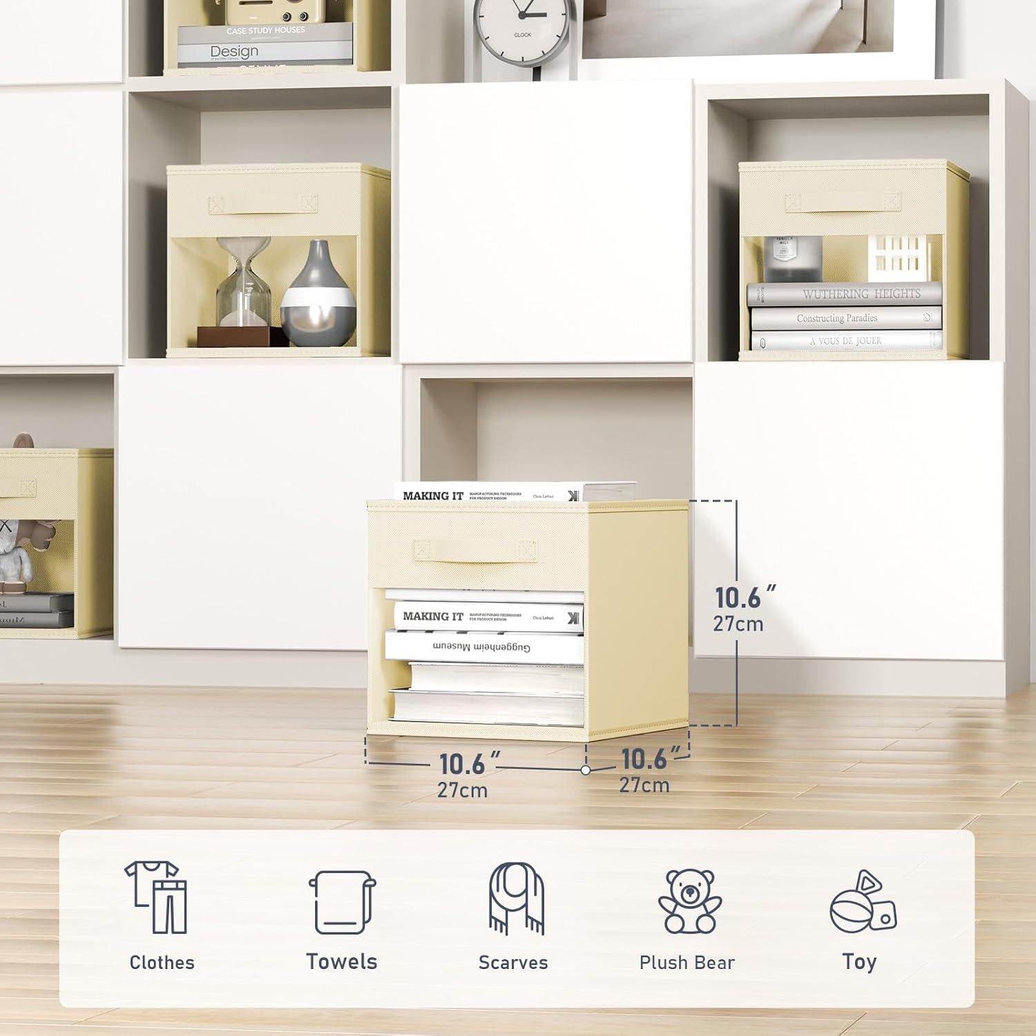 Cajas de Almacenamiento Plegables DIMJ 6 Paquetes Beige 27x27x26cm