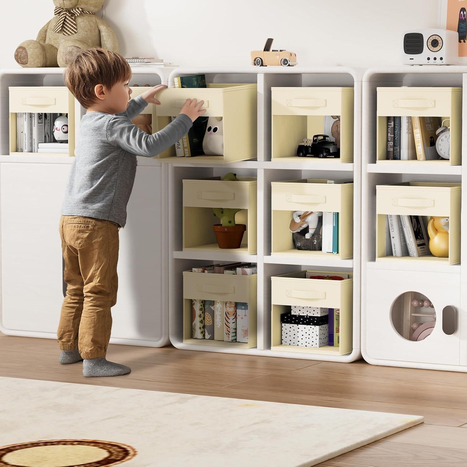 Cajas de Almacenamiento Plegables DIMJ 6 Paquetes Beige 27x27x26cm