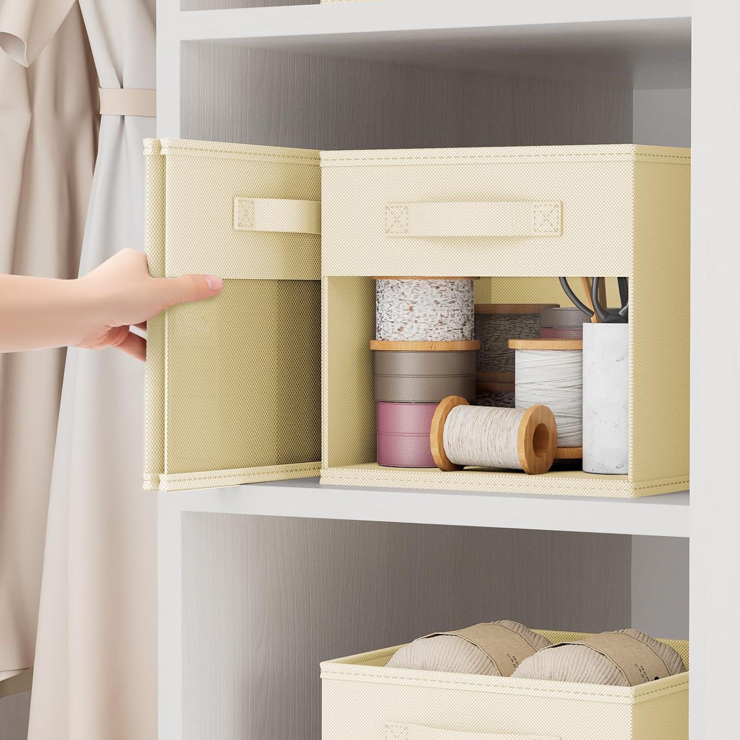 Cajas de Almacenamiento Plegables DIMJ 6 Paquetes Beige 27x27x26cm