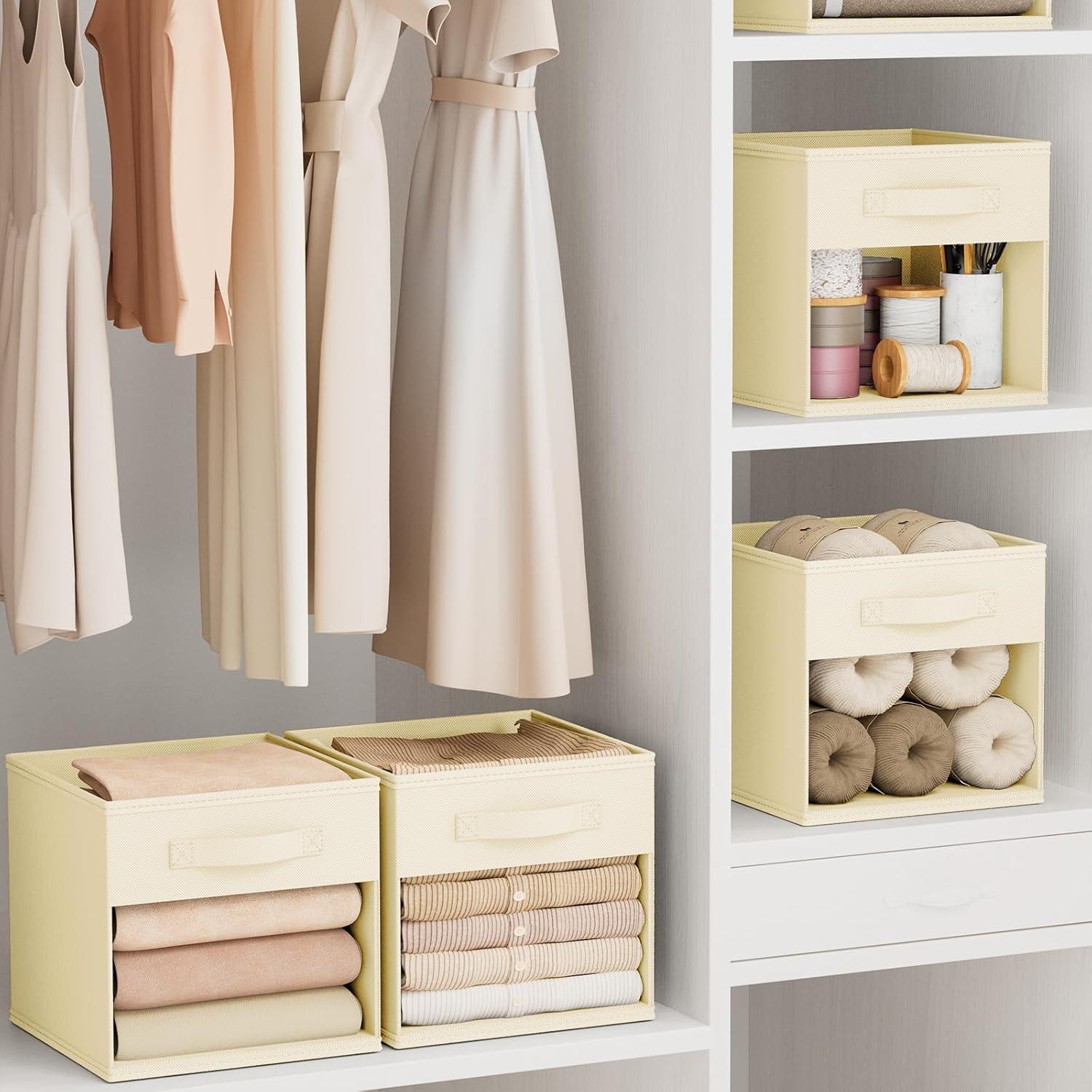 Cajas de Almacenamiento Plegables DIMJ 6 Paquetes Beige 27x27x26cm