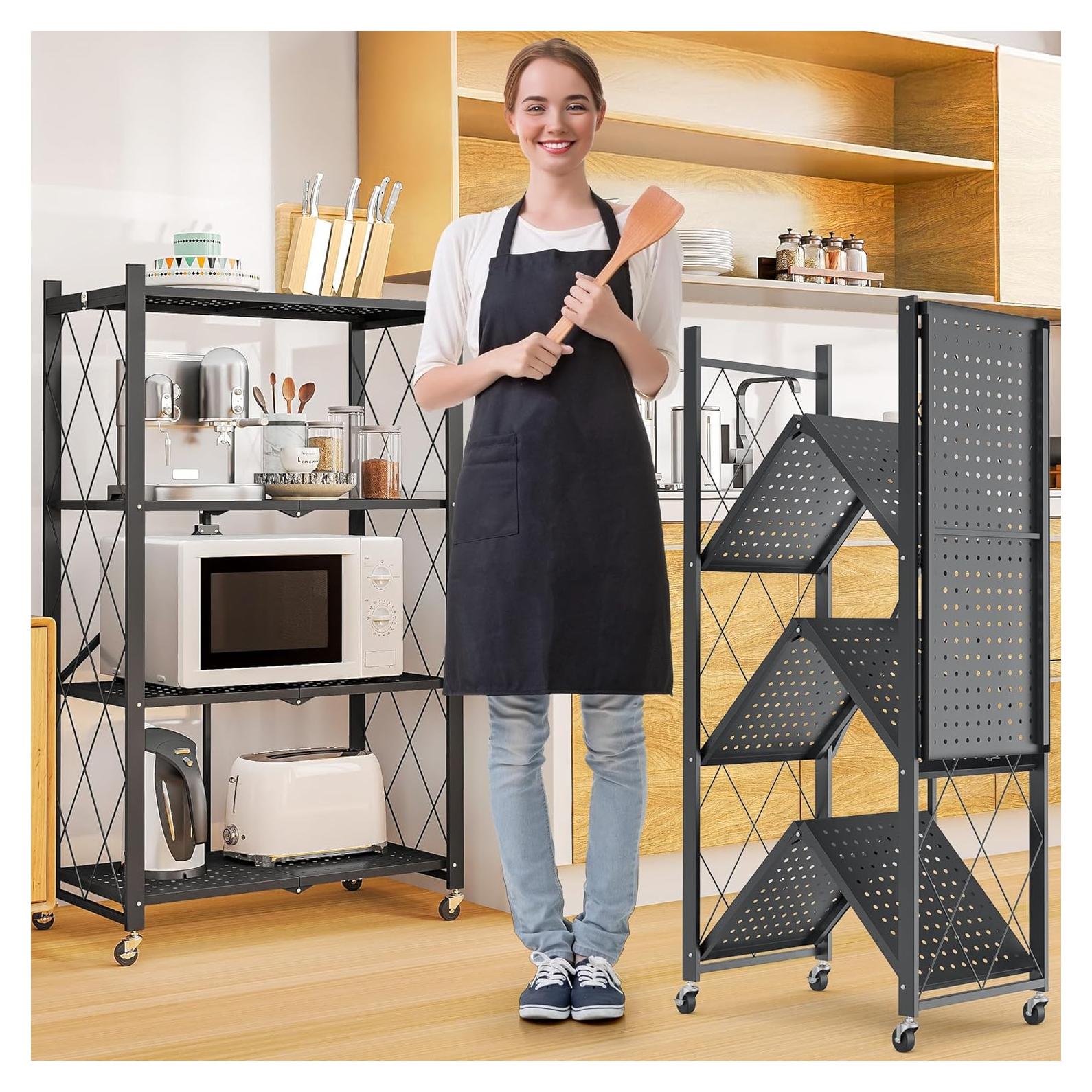 Estante Plegable SKONYON 4 Niveles con Ruedas 272 kg