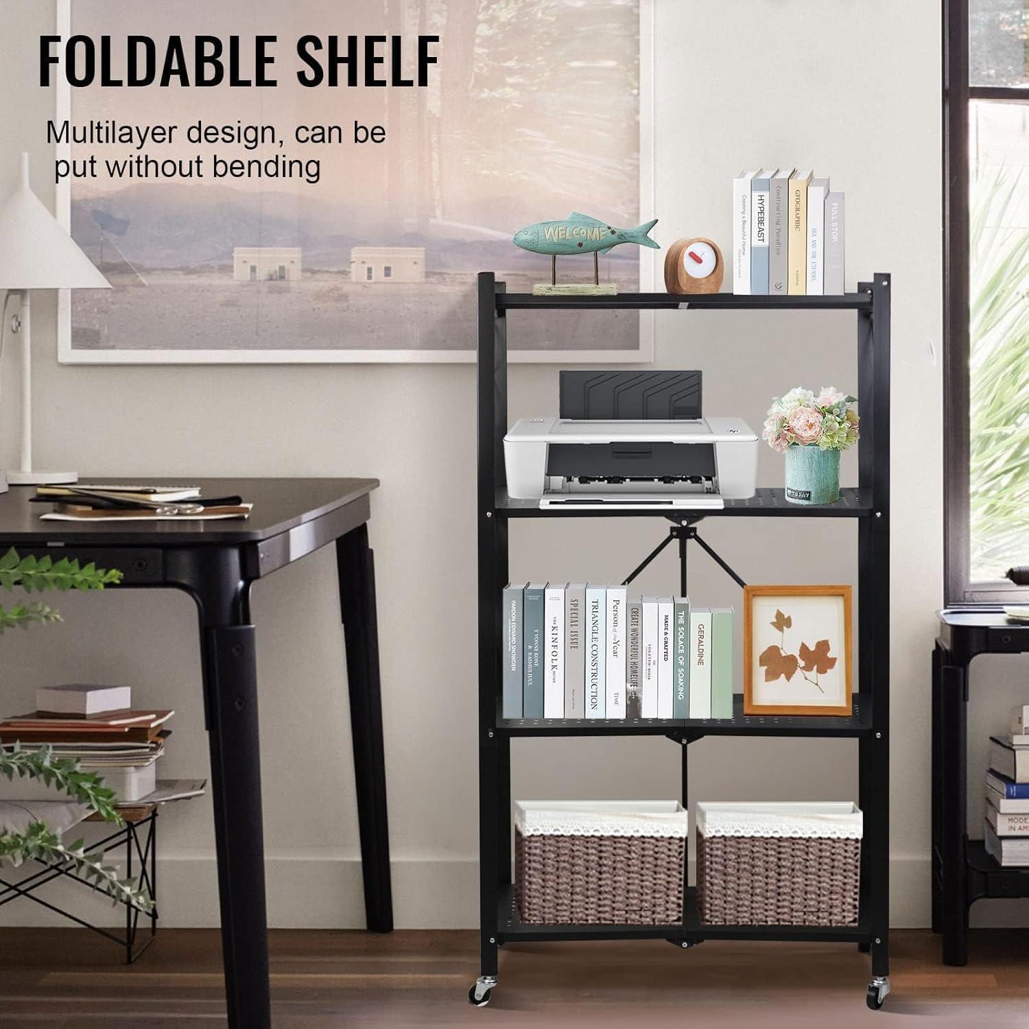 Estante Plegable SKONYON 4 Niveles con Ruedas 272 kg