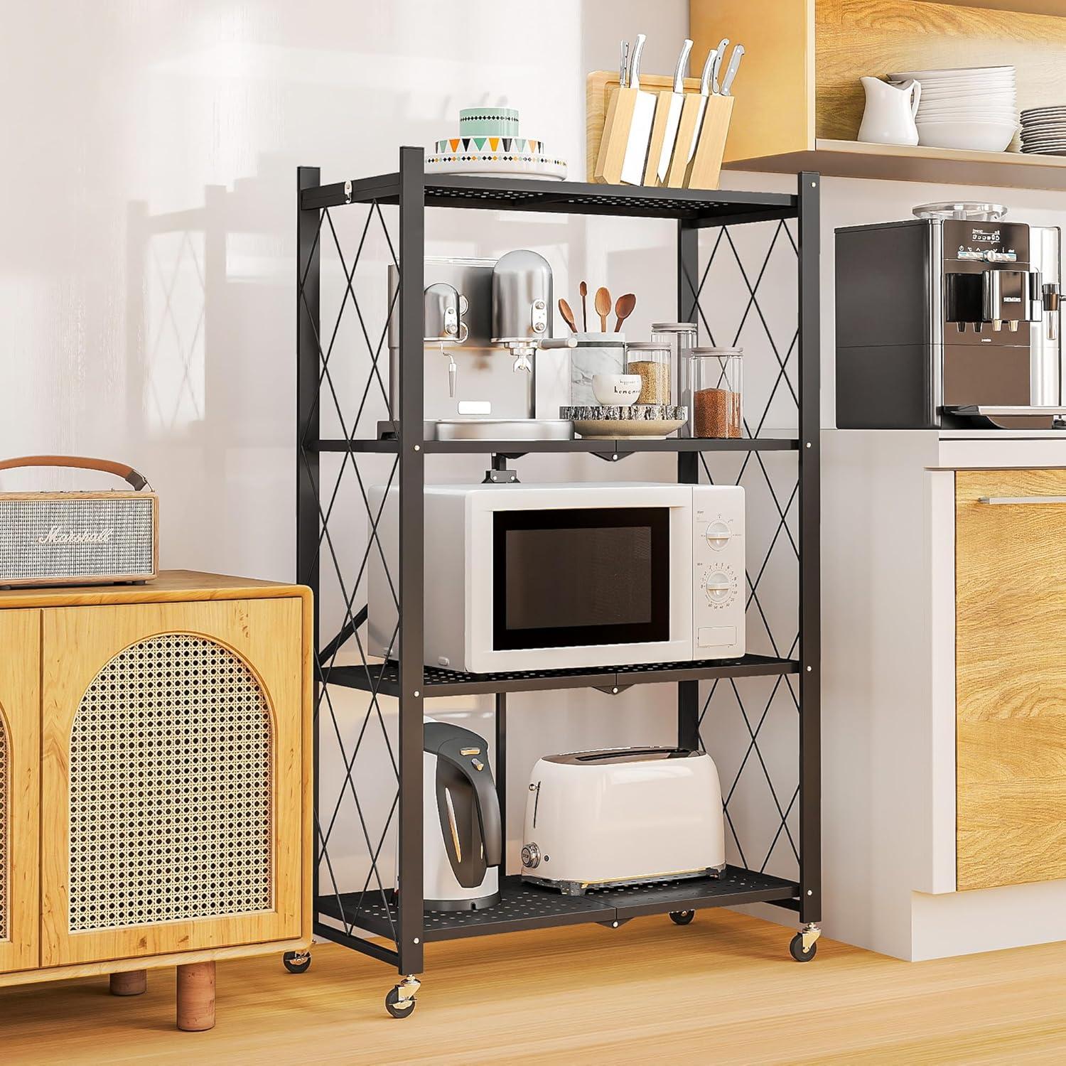 Estante Plegable SKONYON 4 Niveles con Ruedas 272 kg