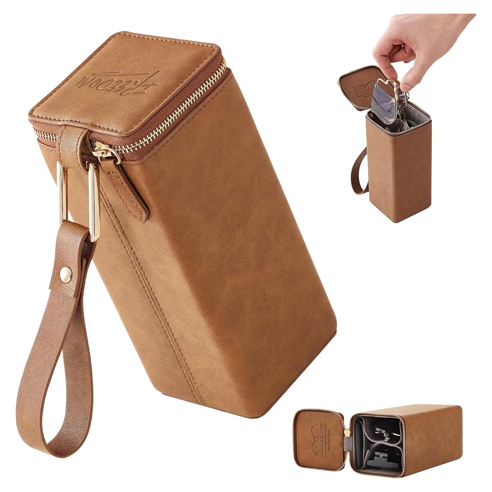 Organizador Plegable de Gafas Cloudever 2 Slots Marrón