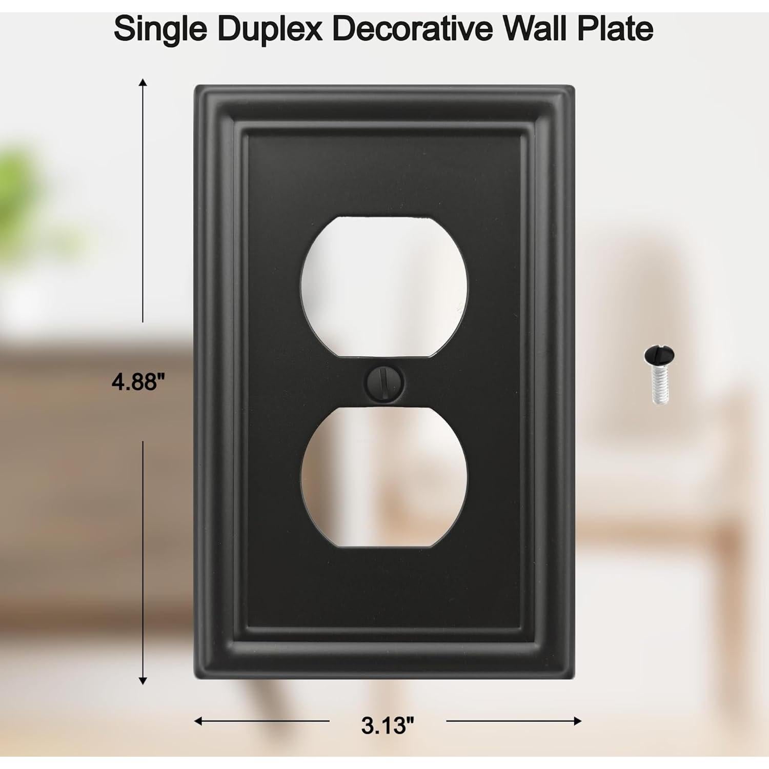 Placa de Pared Doble OKAWYC Metal Negra - Paquete de 4 Unidades