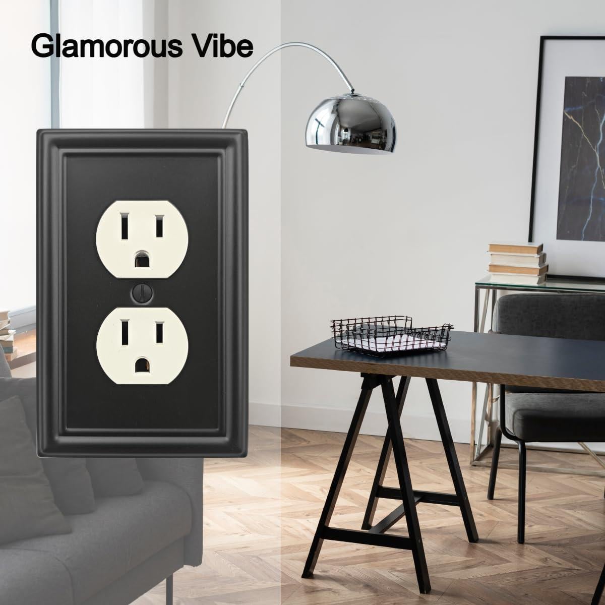 Placa de Pared Doble OKAWYC Metal Negra - Paquete de 4 Unidades