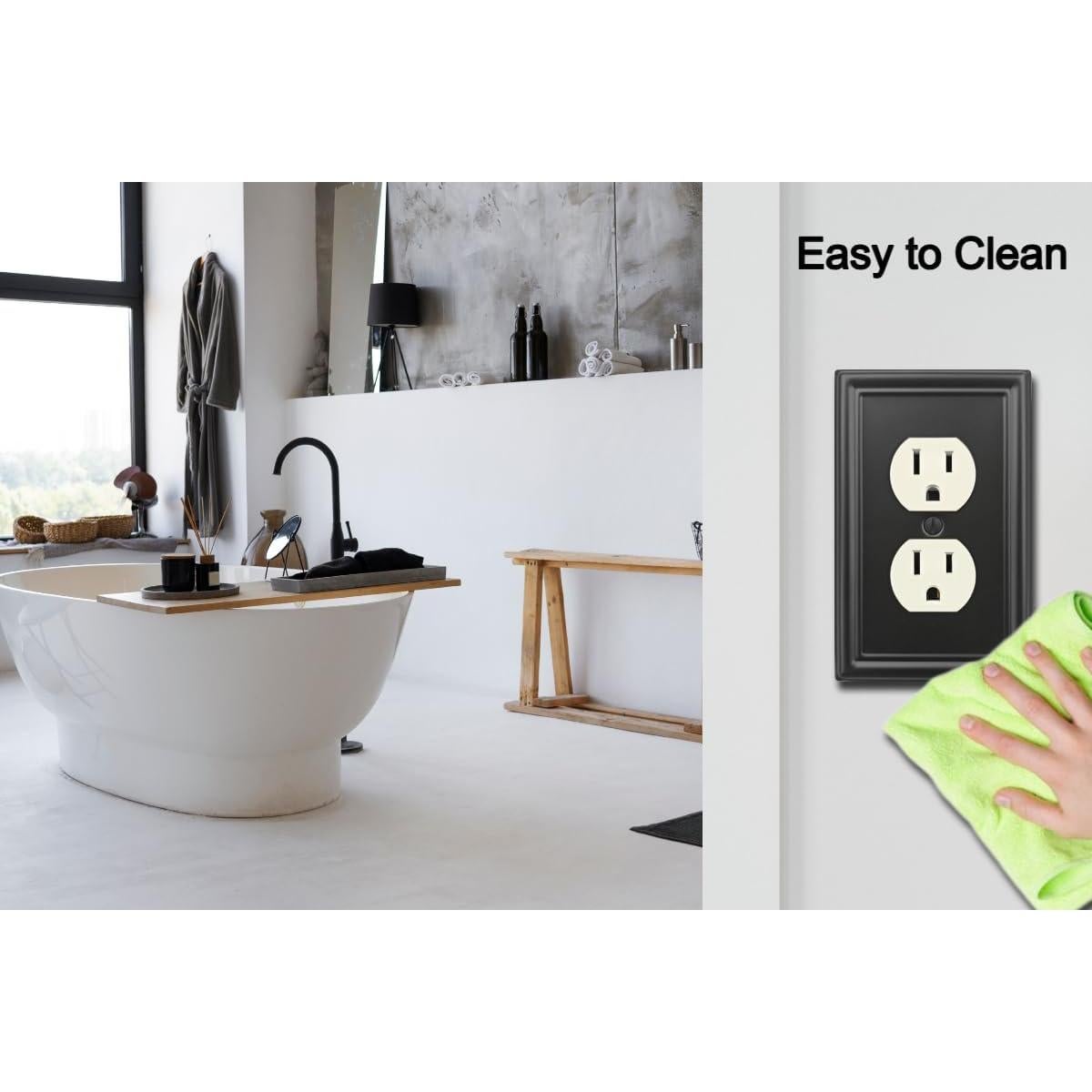 Placa de Pared Doble OKAWYC Metal Negra - Paquete de 4 Unidades