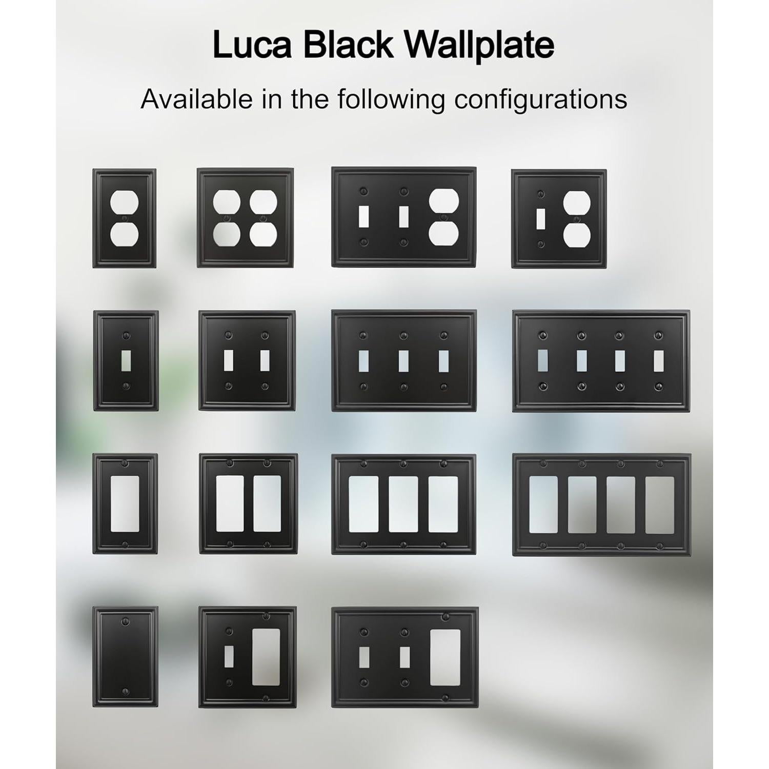 Placa de Pared Doble OKAWYC Metal Negra - Paquete de 4 Unidades