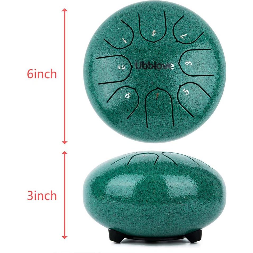 Tambor de Lengua de Acero Ubblove 8 Notas 15 cm Clave de C Verde